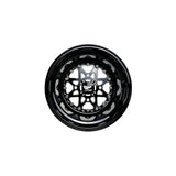 Front view of a Packard V2 Super Star gloss black non-beadlock UTV wheel with a black barrel.