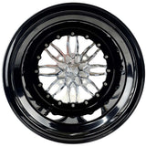 Front view of a Packard Icon silver non-beadlock UTV wheel with a black barrel.