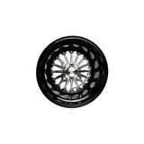 Front view of a Packard Element silver non-beadlock UTV wheel with a black barrel.