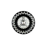 Front view of a Packard Apollo silver beadlock UTV wheel with a black barrel.
