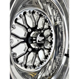 Close-up of a Packard Wishbone gloss black non-beadlock UTV wheel with a polished barrel.