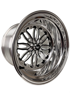 Packard Icon Non-Beadlock Wheel — Gloss Black / Polished — 4x136, angled view