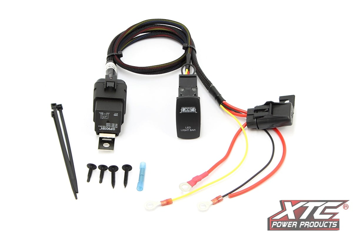 XTC High Power Light Bar or Accessory Wire Harness with Sealed Fuse and Relay and Two LED Switch