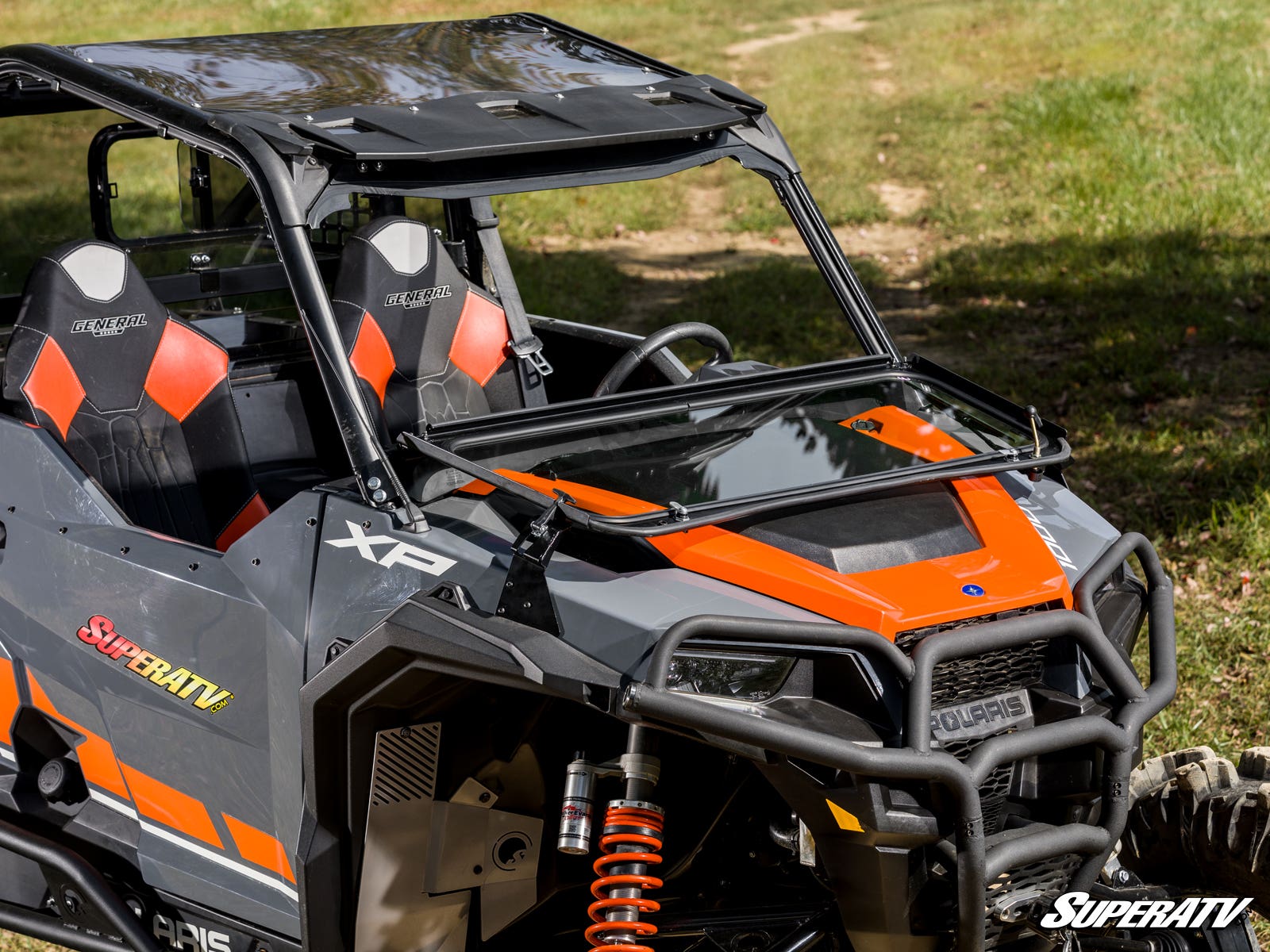 Photo of SuperATV Polaris General 1000 Flip-Down Glass Windshield by SuperATV - Premium Windshields for UTVs / Side by Sides