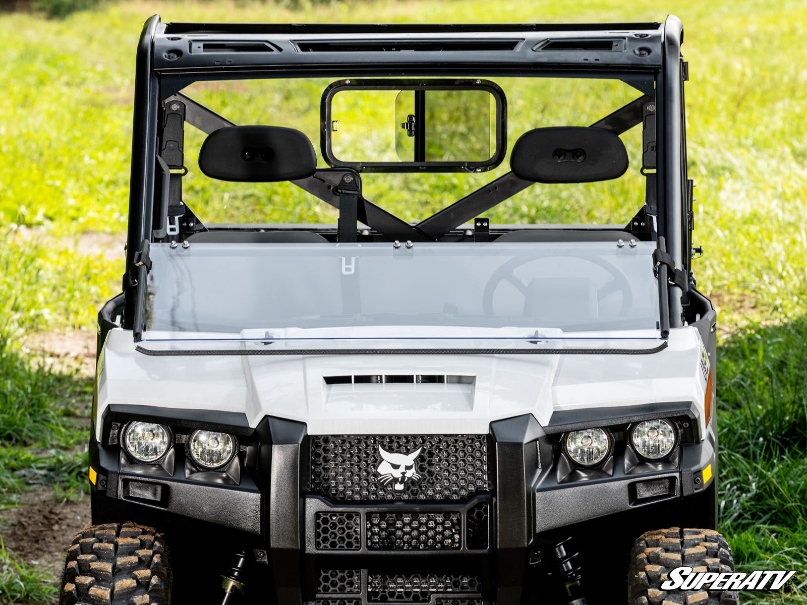 Photo of SuperATV Bobcat UV34 Scratch-Resistant Flip Down Windshield by SuperATV - Premium Windshields for UTVs / Side by Sides