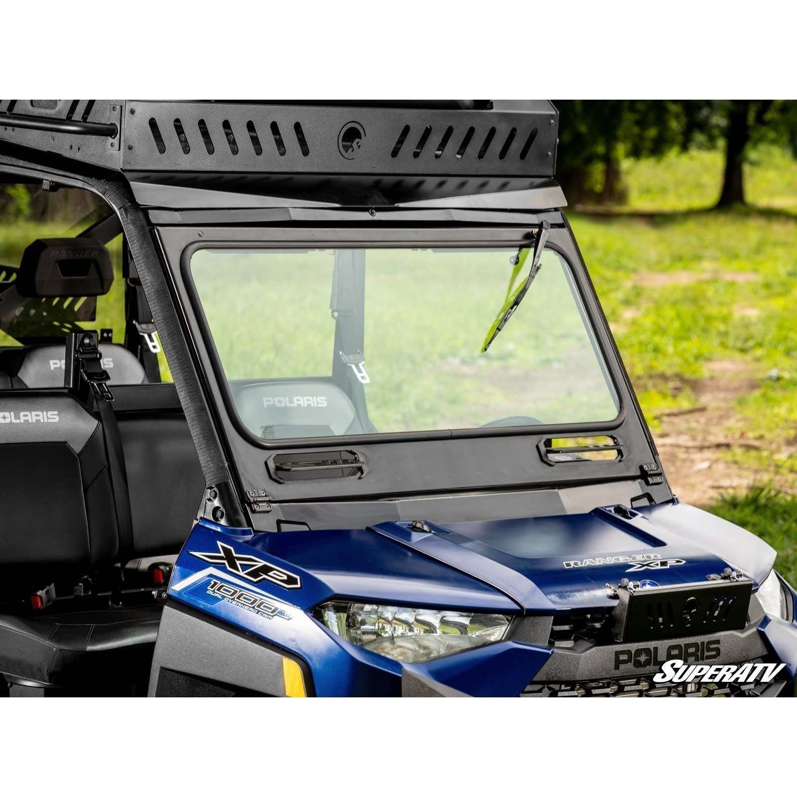 Photo of Polaris Ranger 1000 Flip Down Glass Windshield by SuperATV - Premium Windshields for UTVs / Side by Sides