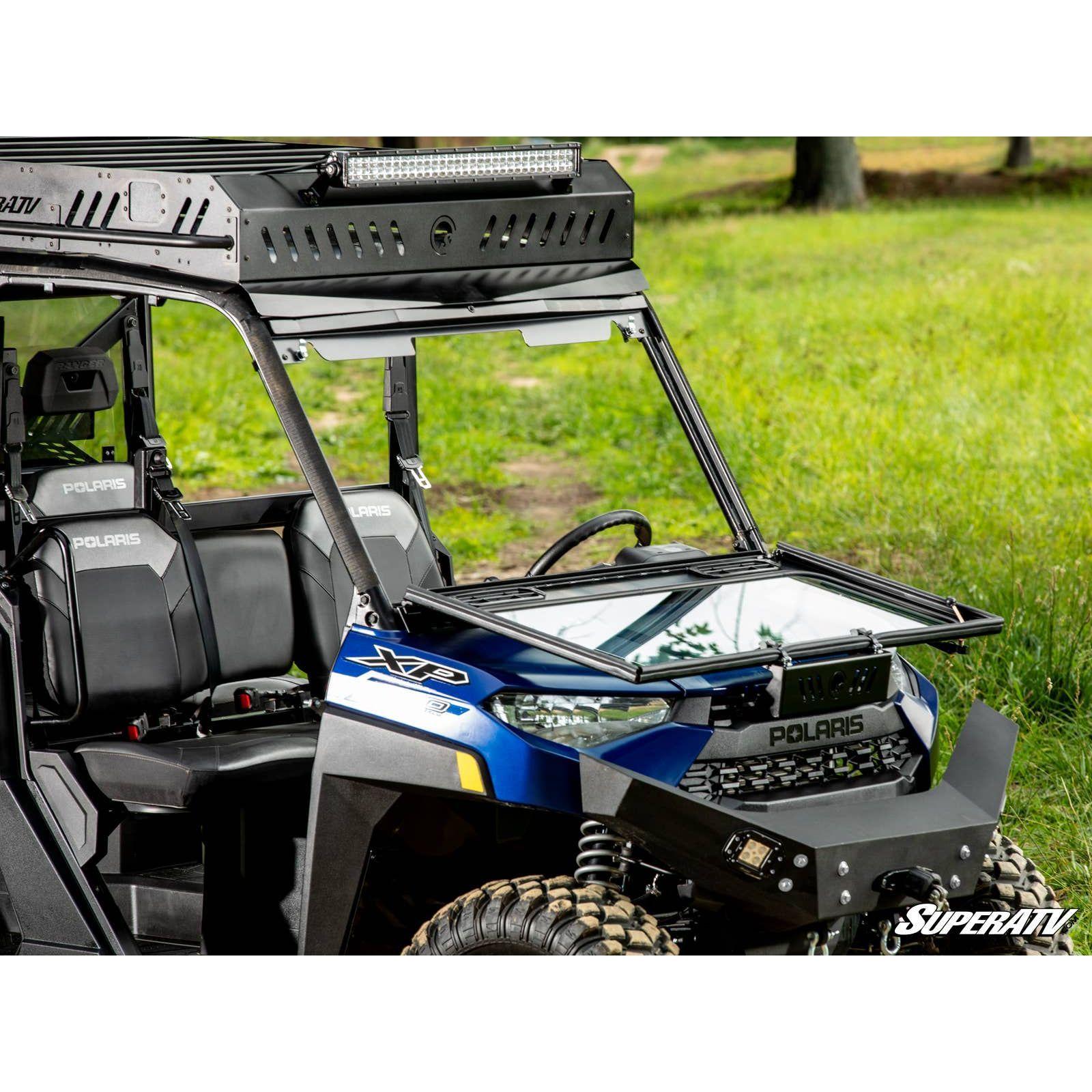 Photo of Polaris Ranger 1000 Flip Down Glass Windshield by SuperATV - Premium Windshields for UTVs / Side by Sides