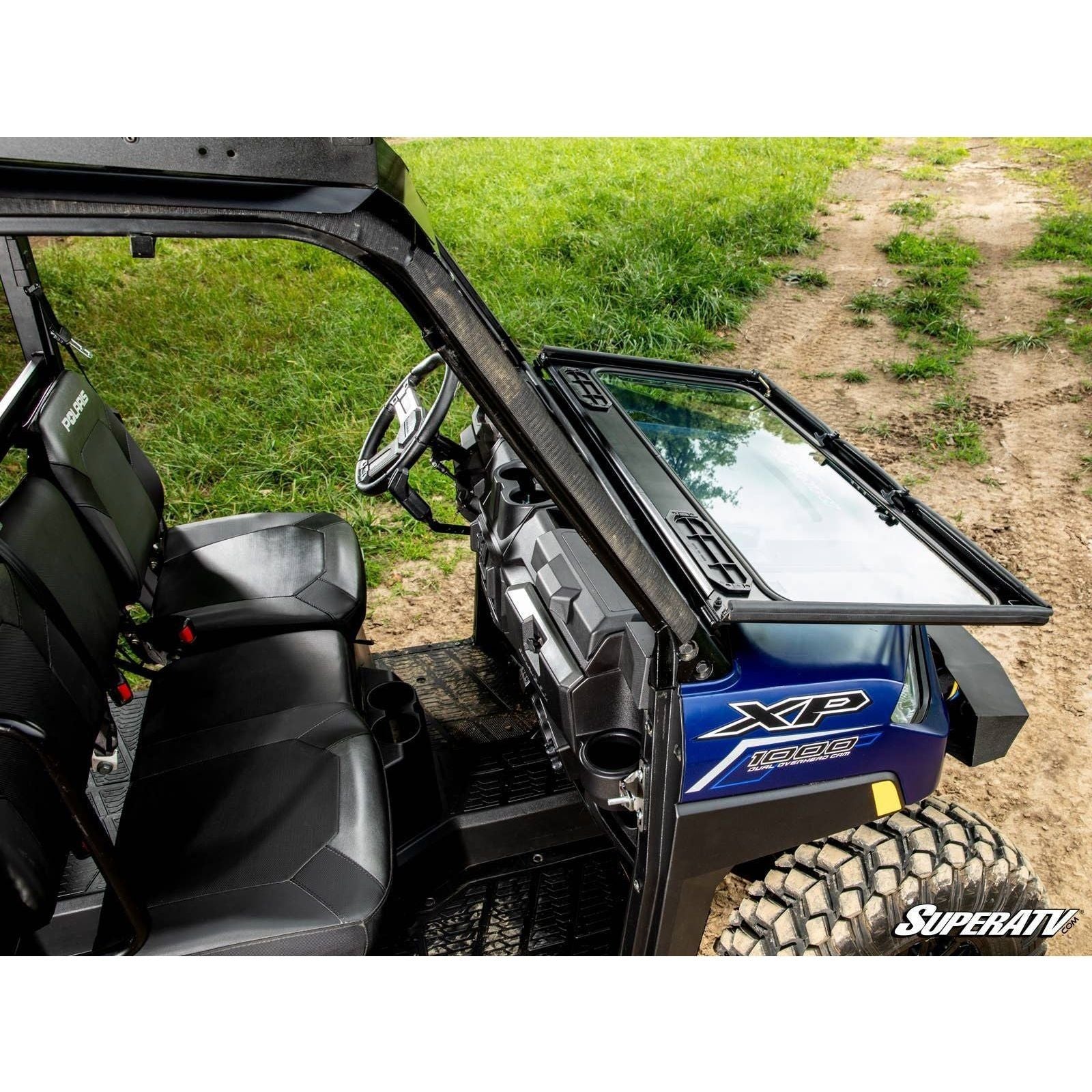 Photo of Polaris Ranger 1000 Flip Down Glass Windshield by SuperATV - Premium Windshields for UTVs / Side by Sides