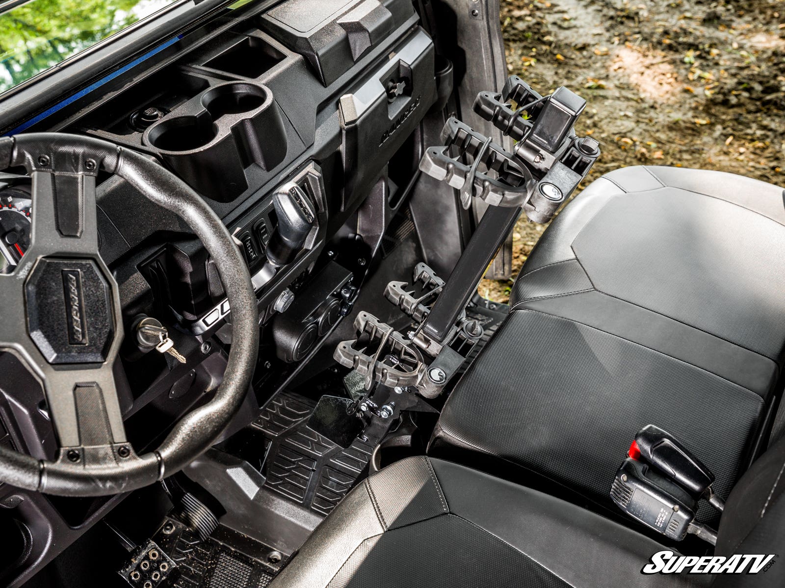Photo of SuperATV Polaris Ranger XP 1000 Floor-Mounted Gun Holder by SuperATV - Premium Storage for UTVs / Side by Sides