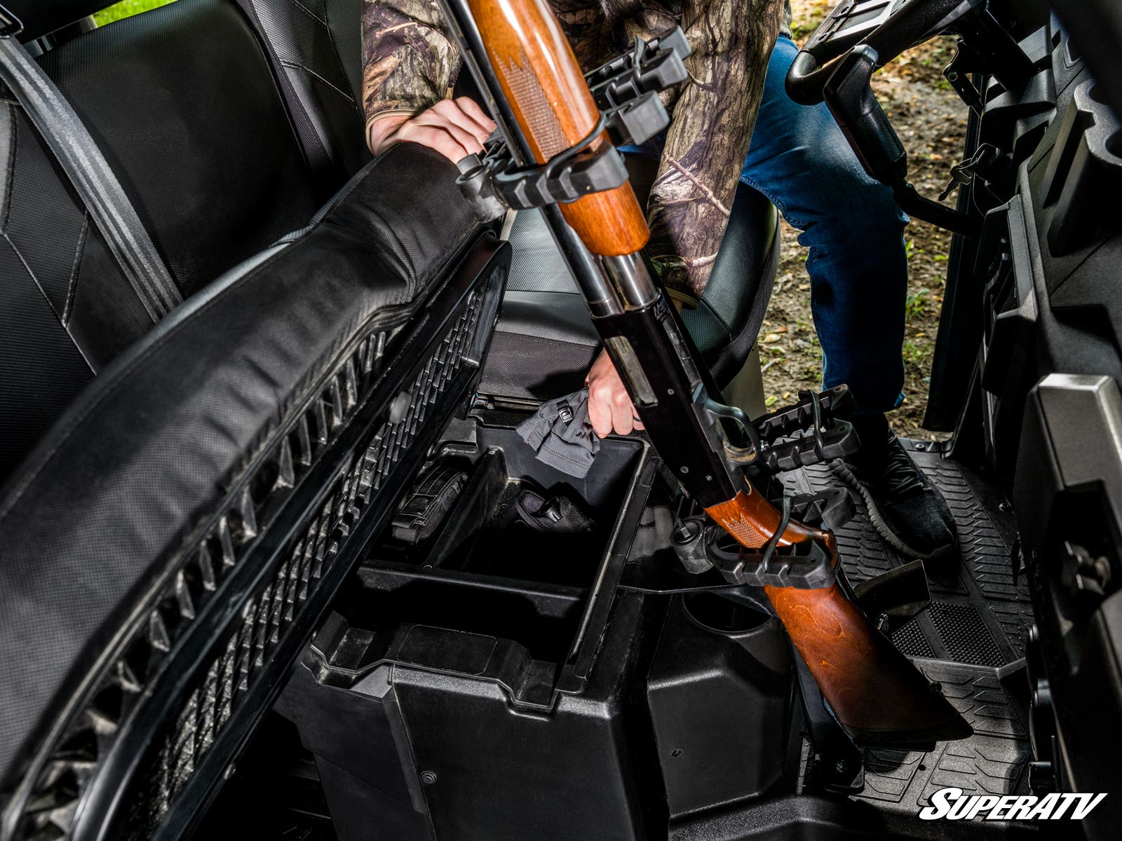 Photo of SuperATV Polaris Ranger XP 1000 Floor-Mounted Gun Holder by SuperATV - Premium Storage for UTVs / Side by Sides