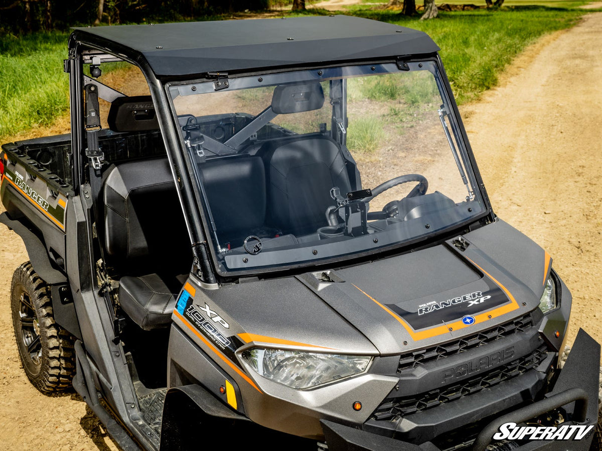 Polaris Ranger 1000 Scratch Resistant Flip Windshield - Rolled up from FWS-P-RAN1K-001-70