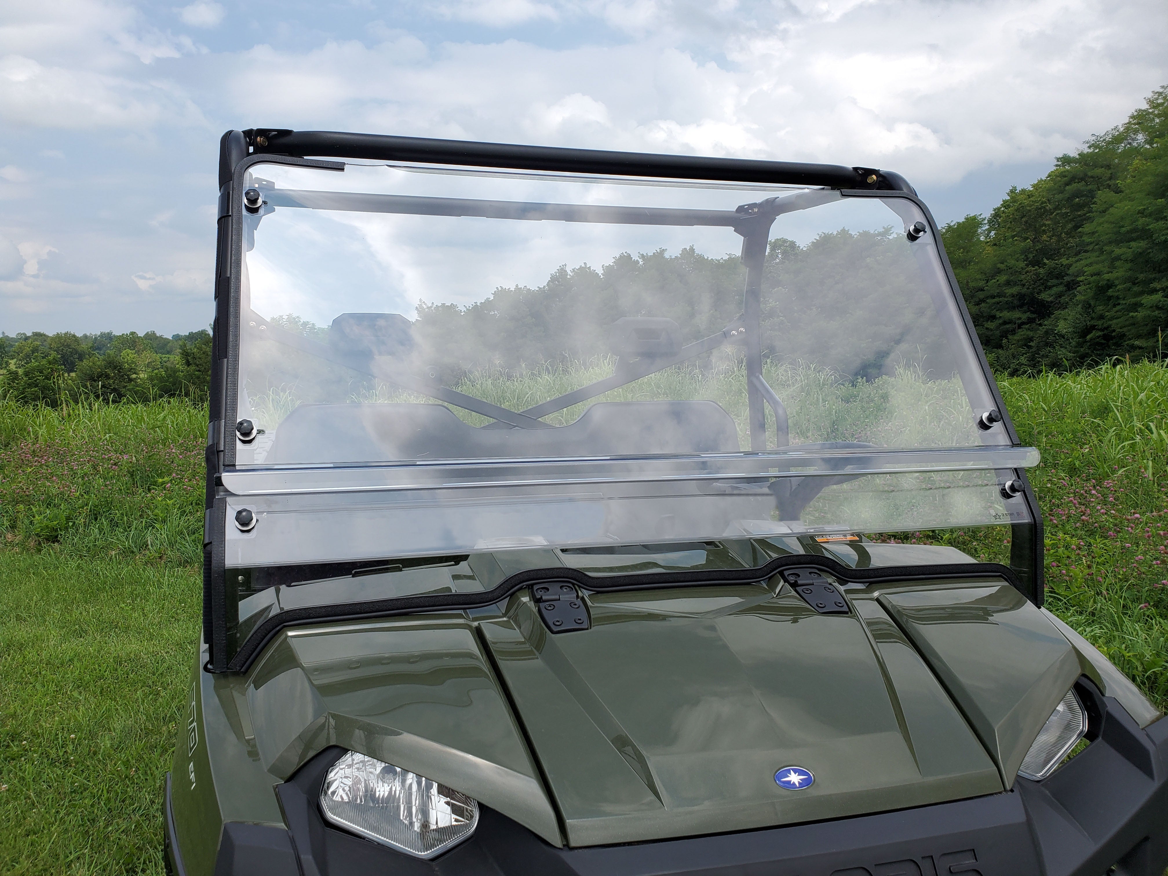 Photo of Polaris Ranger Full-Size 570 3-Passenger - 2 Pc Windshield w/Hard Coat, Clamp, and Vent Options by 3 Star UTV - Premium Windshields for UTVs / Side by Sides