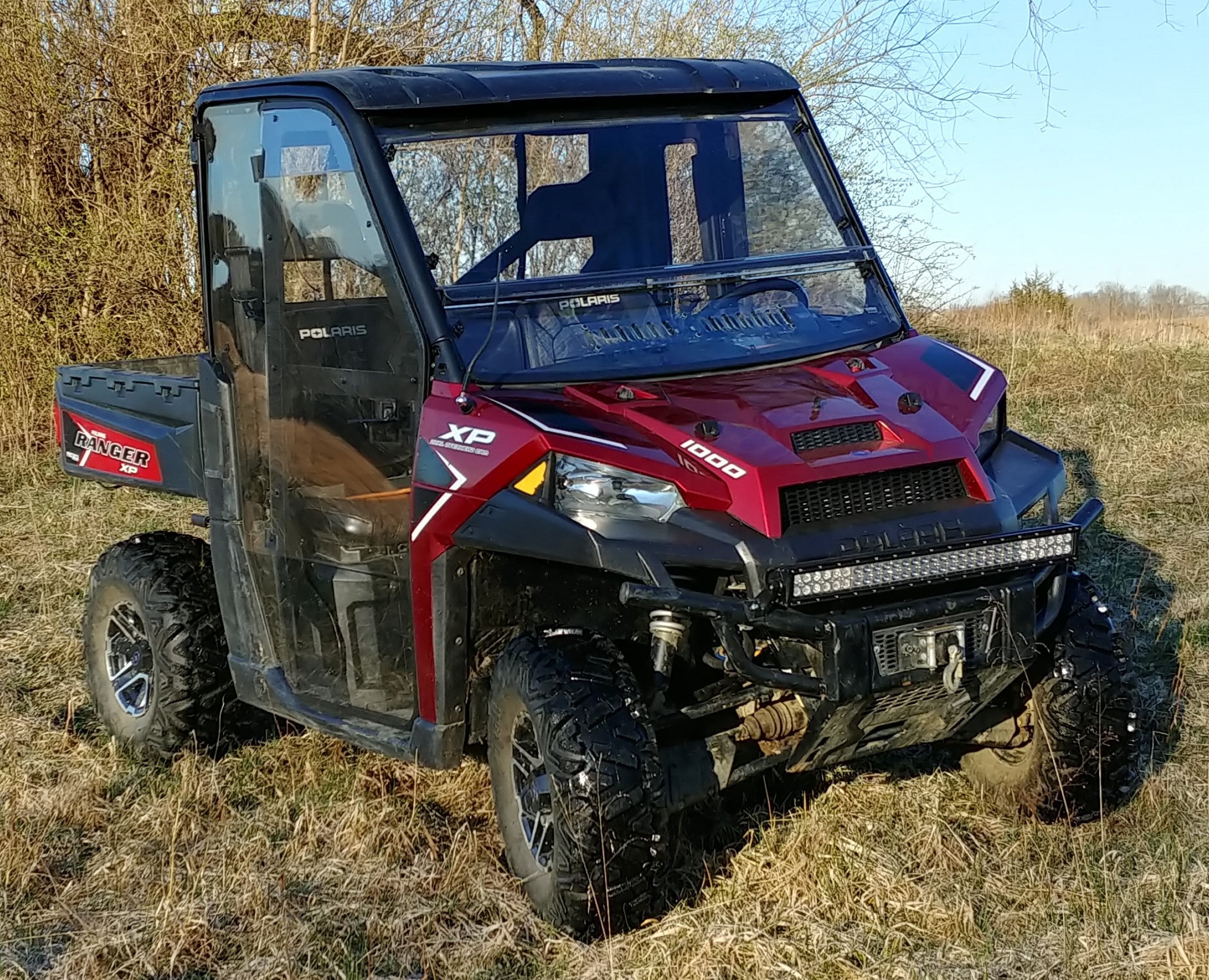 Photo of Polaris Ranger 900/1000 - 2 Pc Windshield with Vent, Clamp, and Hard Coat Options by 3 Star UTV - Premium Windshields for UTVs / Side by Sides