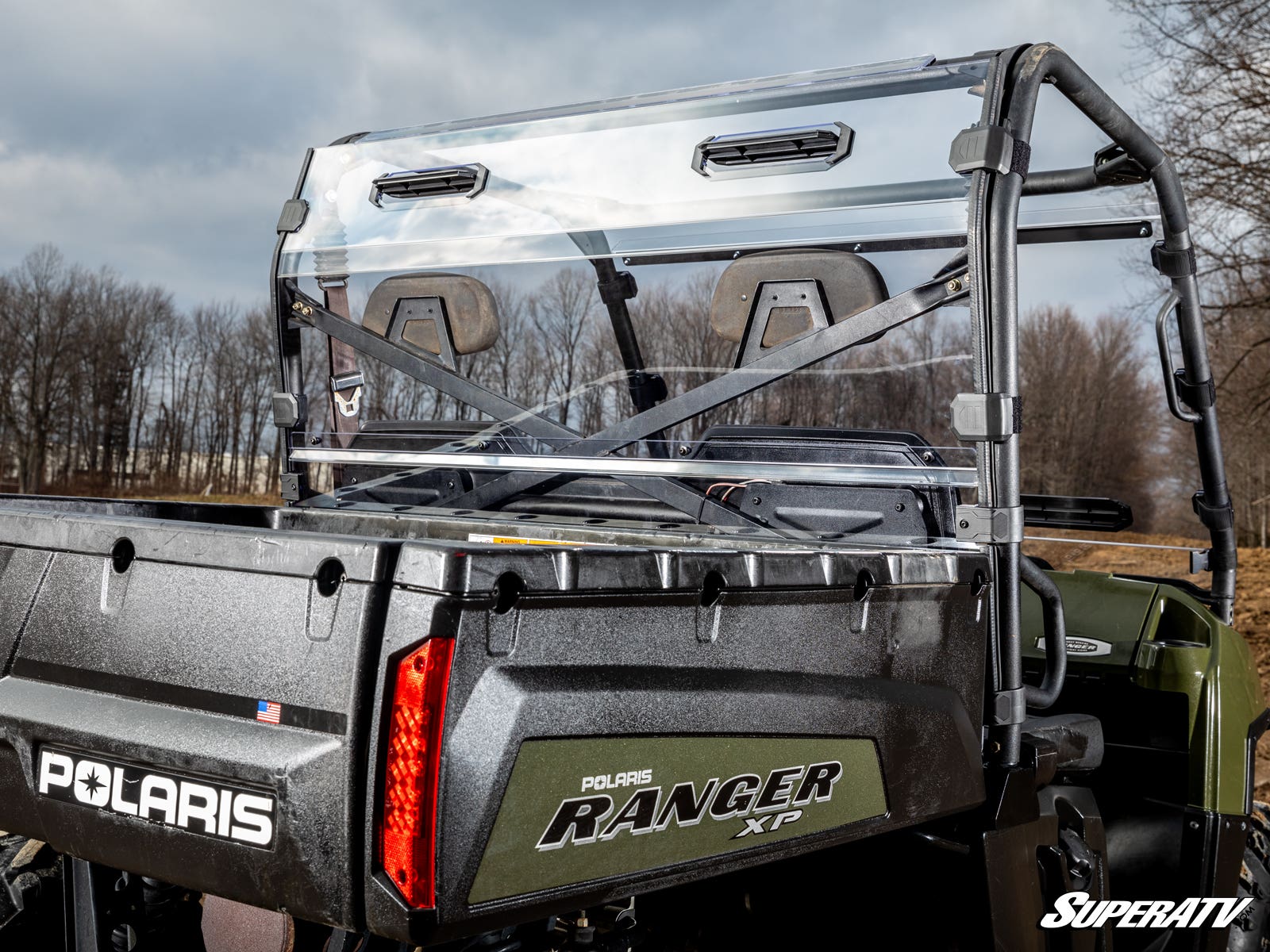 Photo of SuperATV Polaris Ranger Full-Size 500 Vented Full Rear Windshield by SuperATV - Premium Windshields for UTVs / Side by Sides