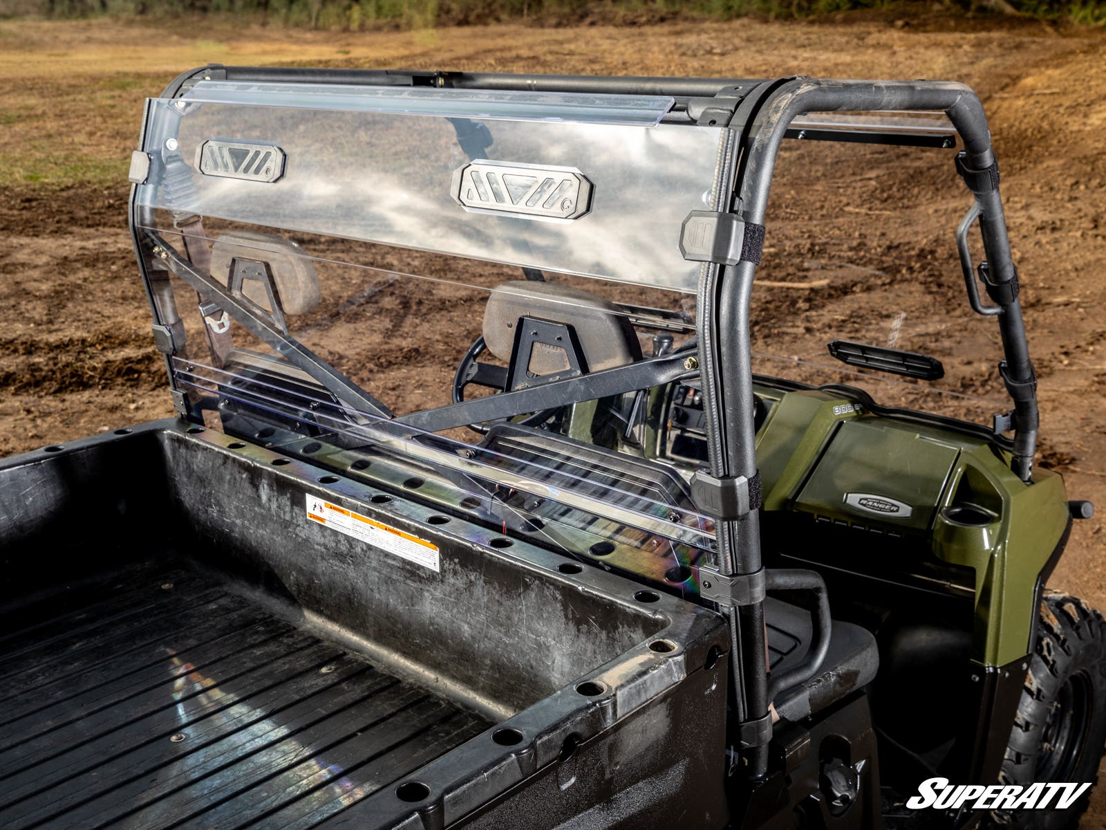 Photo of SuperATV Polaris Ranger 800 Vented Full Rear Windshield by SuperATV - Premium Windshields for UTVs / Side by Sides