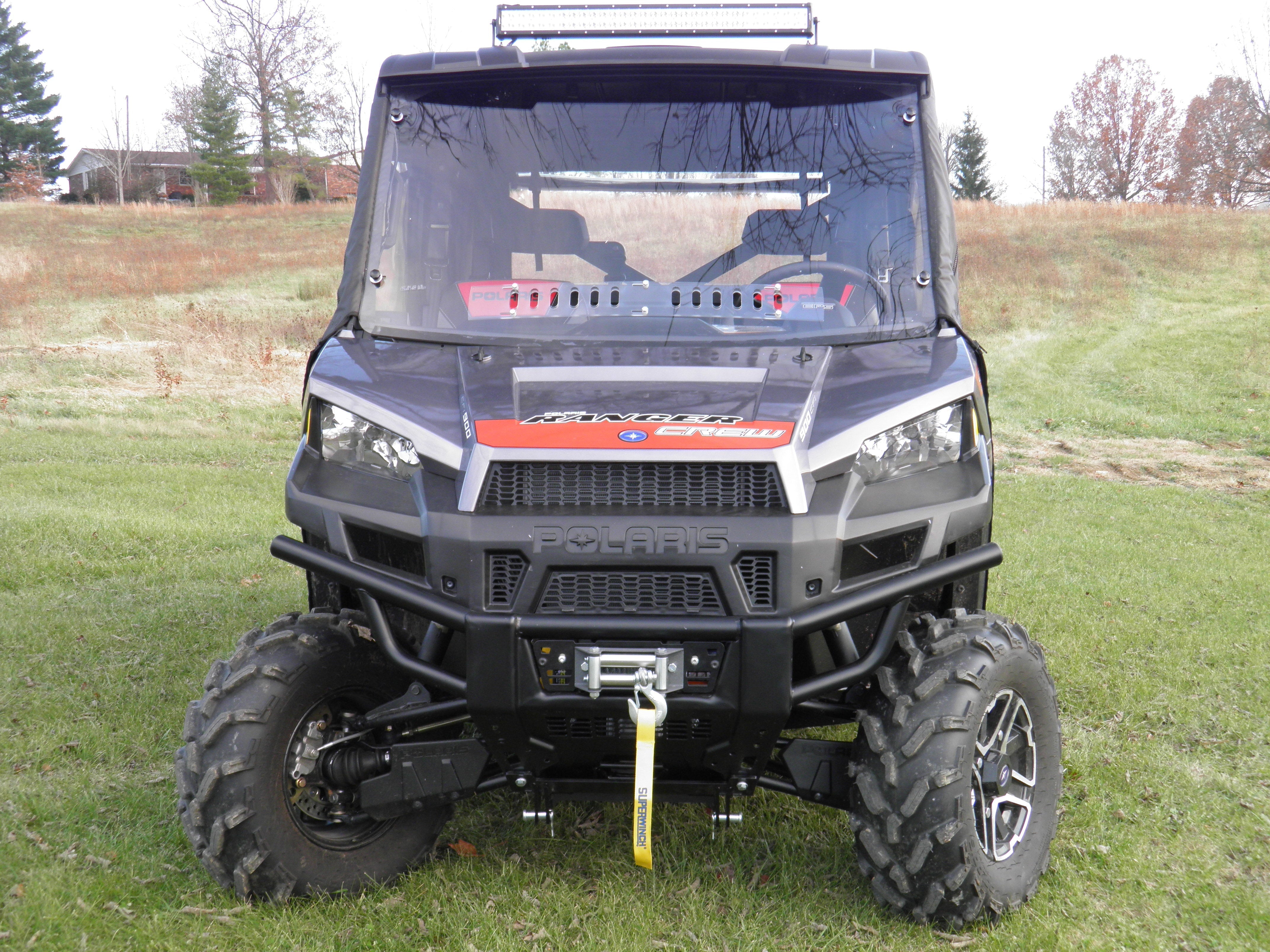Photo of Polaris Ranger Crew 900 -1 Pc Windshield w/Clamp, Vent, and Hard Coat Options by 3 Star UTV - Premium Windshields for UTVs / Side by Sides