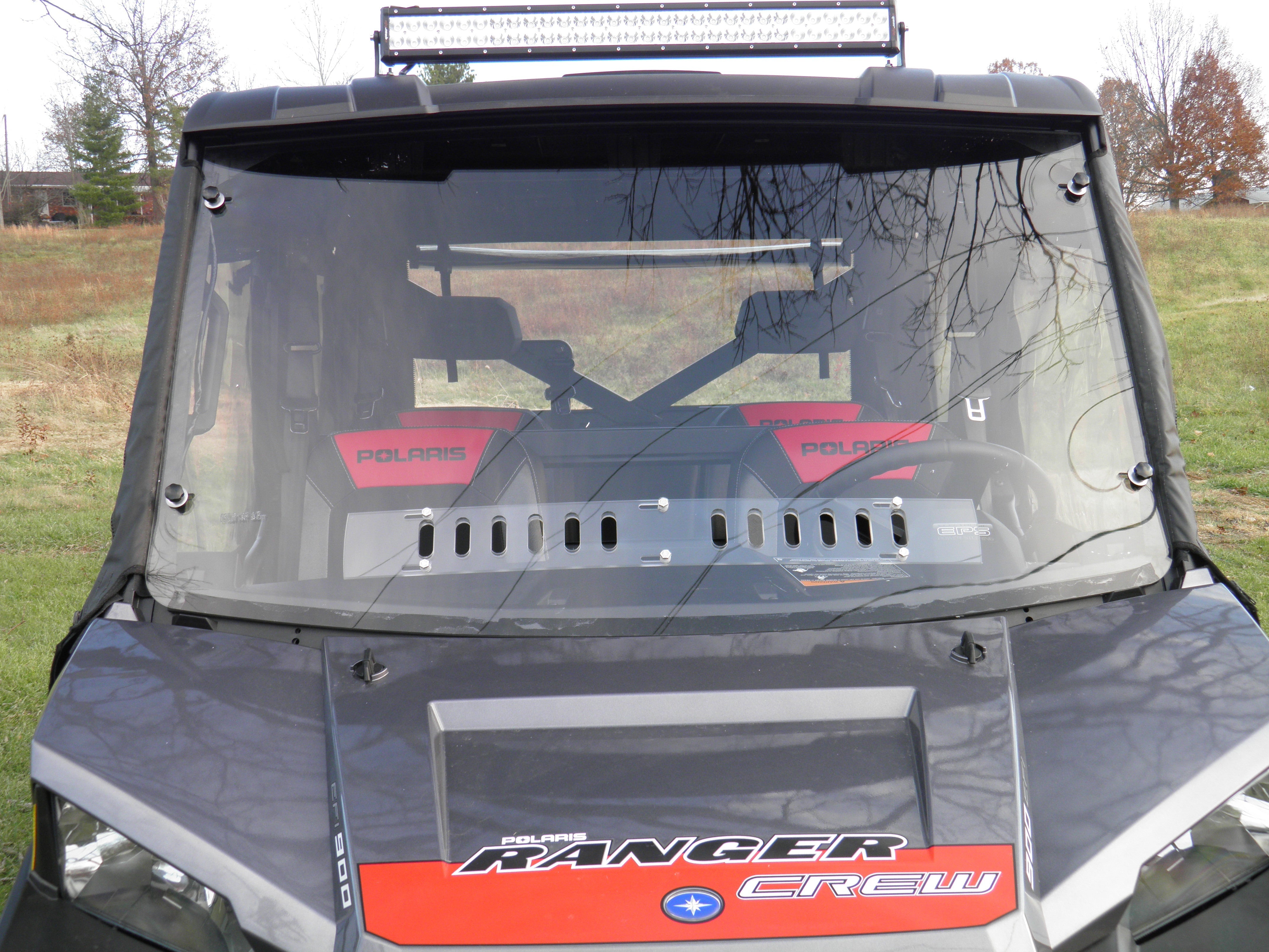 Photo of Polaris Ranger Crew 900 -1 Pc Windshield w/Clamp, Vent, and Hard Coat Options by 3 Star UTV - Premium Windshields for UTVs / Side by Sides