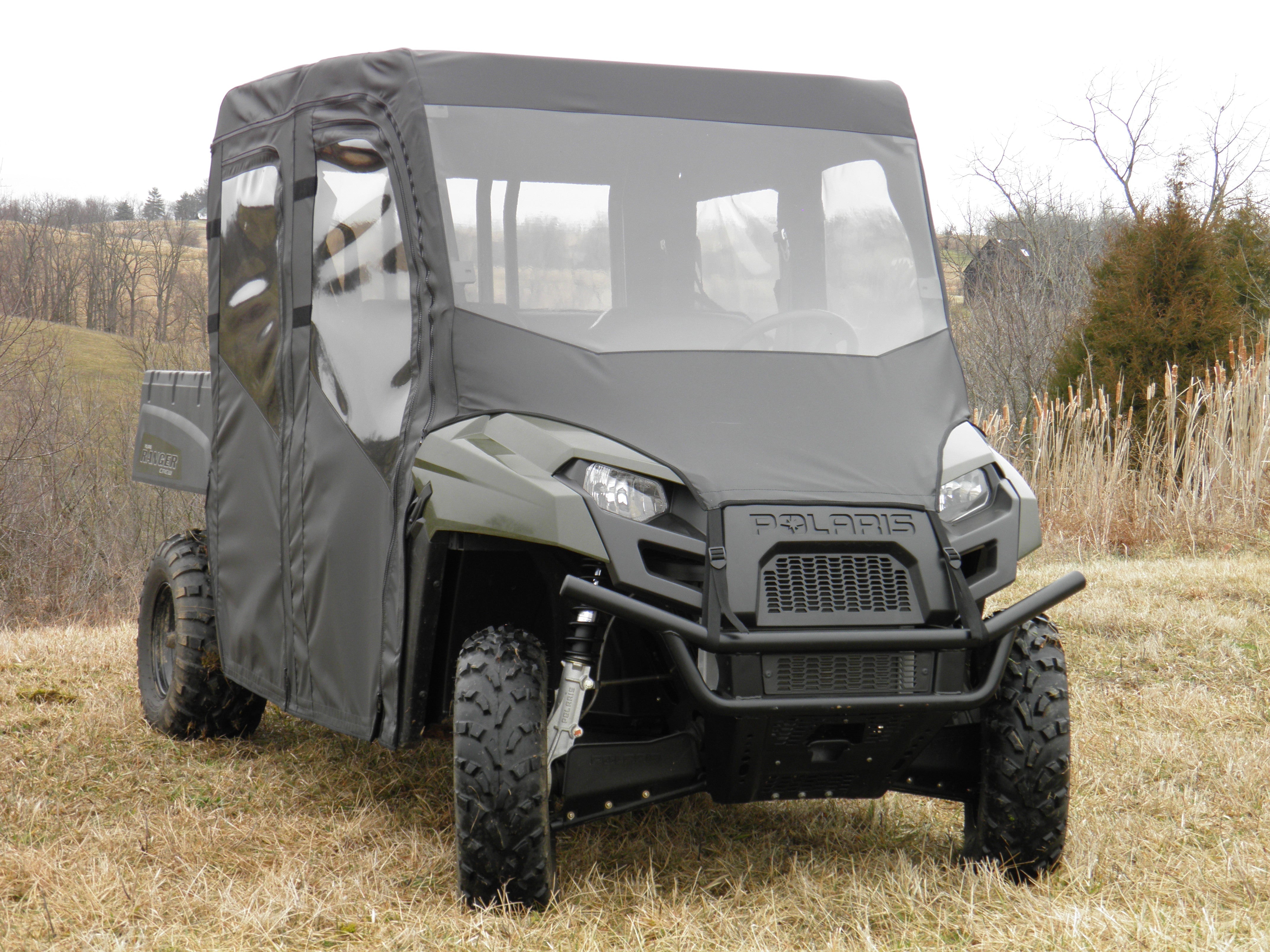 Photo of Polaris Ranger Crew 570 Mid Size - 4 Passenger - BLACK - Full Cab Enclosure with Vinyl Windshield by 3 Star UTV - Premium Enclosures for UTVs / Side by Sides