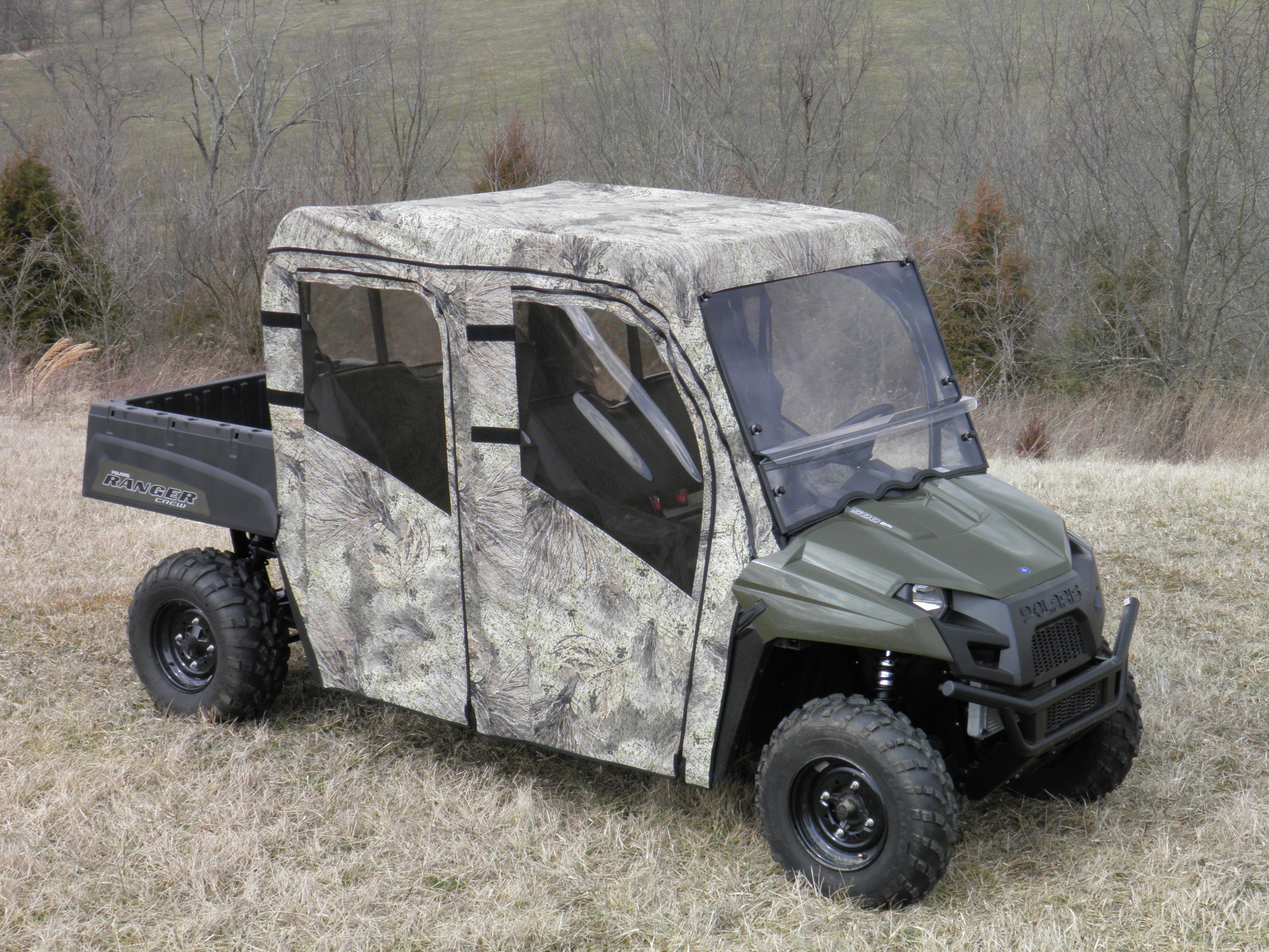 Photo of Polaris Ranger Crew 570 Mid Size - 4 Passenger - CAMO Full Cab Enclosure for Hard Windshield by 3 Star UTV - Premium Enclosures for UTVs / Side by Sides