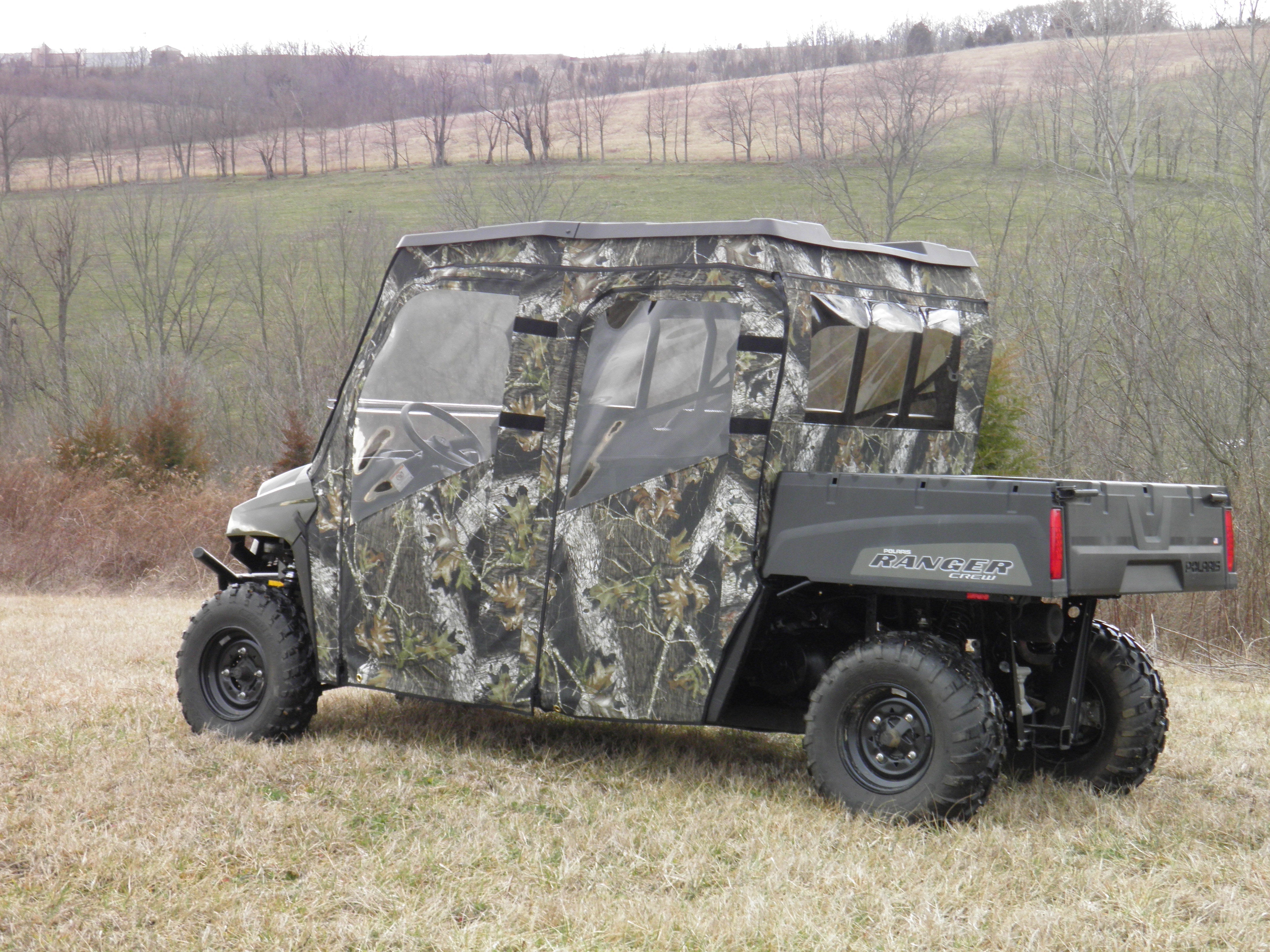 Photo of Polaris Ranger Crew 570 Mid Size - 4 Passenger - CAMO Full Cab Enclosure for Hard Windshield by 3 Star UTV - Premium Enclosures for UTVs / Side by Sides