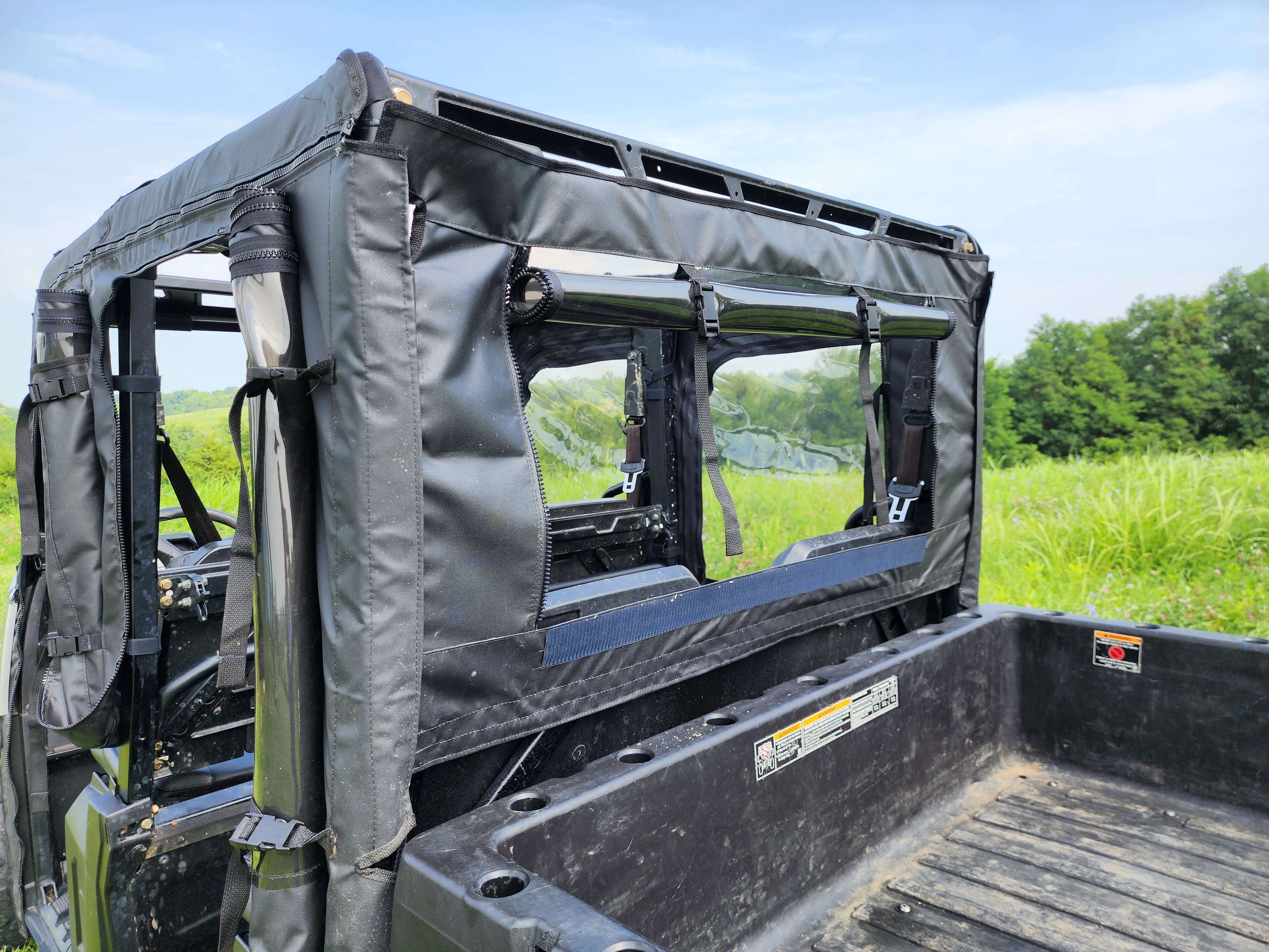 Photo of Polaris Ranger Crew 570 Mid Size - 4 Passenger - BLACK - Full Cab Enclosure for Hard Windshield by 3 Star UTV - Premium Enclosures for UTVs / Side by Sides