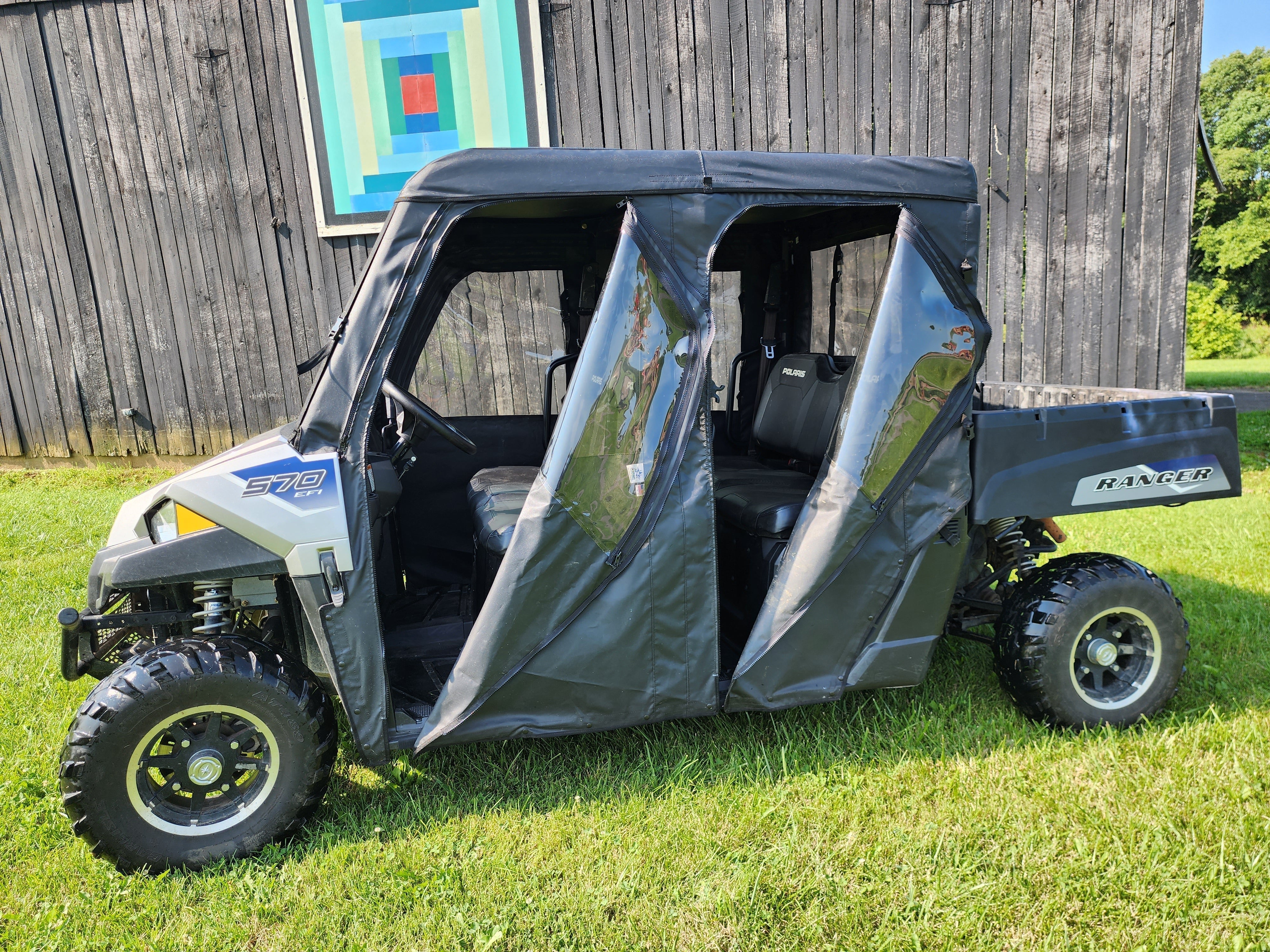 Photo of Polaris Ranger Crew 570 Mid Size - 4 Passenger - BLACK - Full Cab Enclosure for Hard Windshield by 3 Star UTV - Premium Enclosures for UTVs / Side by Sides