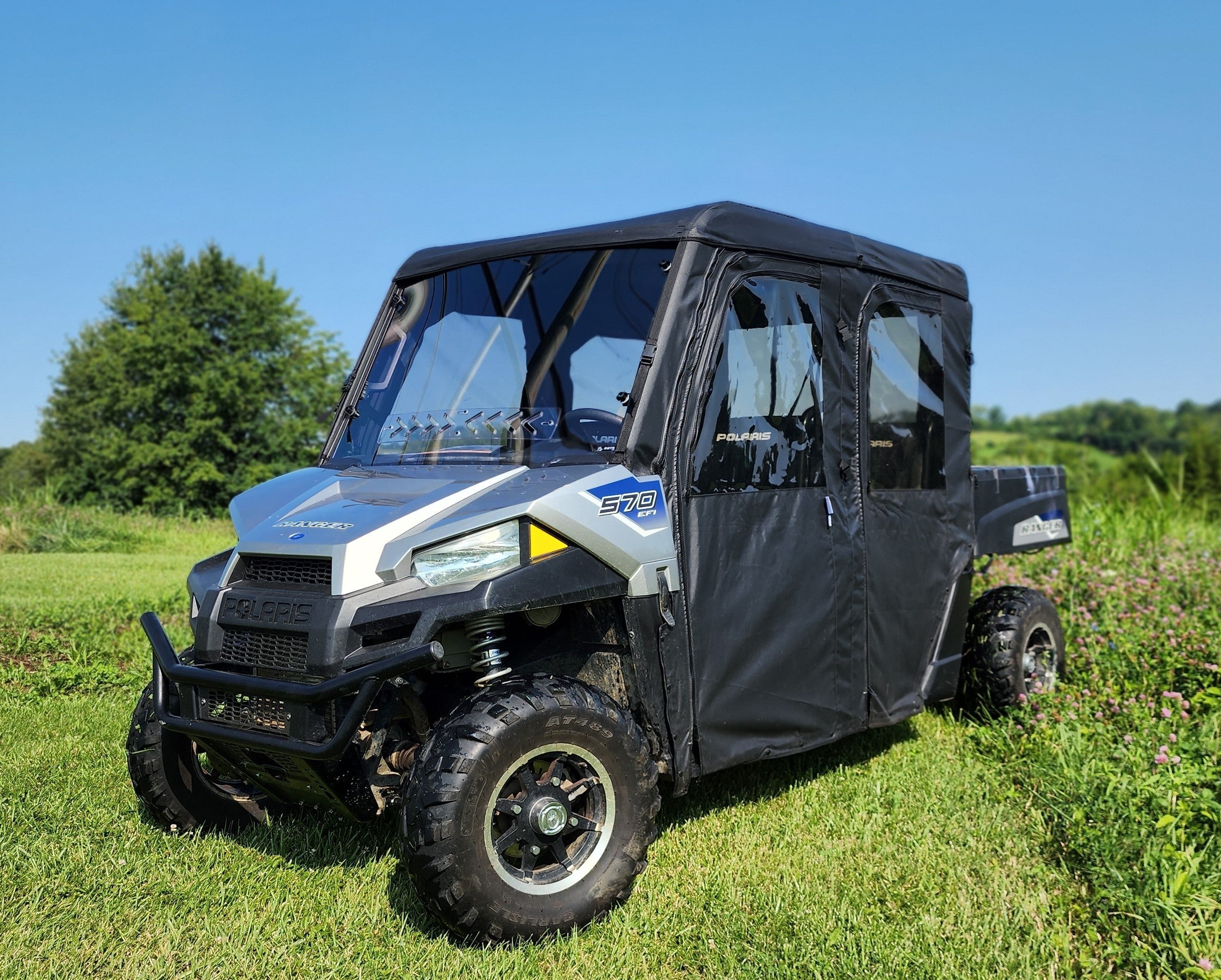 Photo of Polaris Ranger Crew 570 Mid Size - 4 Passenger - BLACK - Full Cab Enclosure for Hard Windshield by 3 Star UTV - Premium Enclosures for UTVs / Side by Sides