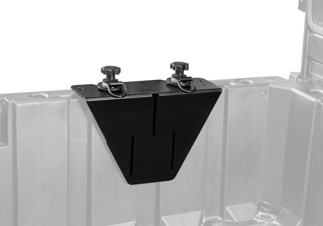 SuperATV Polaris Ranger jerry can mount installed in the cargo bed