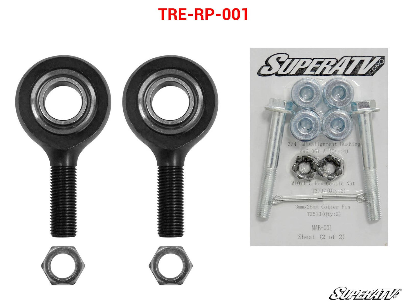 Photo of SuperATV Polaris Ranger Midsize Tie Rod End Replacement Kit by SuperATV - Premium Tie Rods for UTVs / Side by Sides