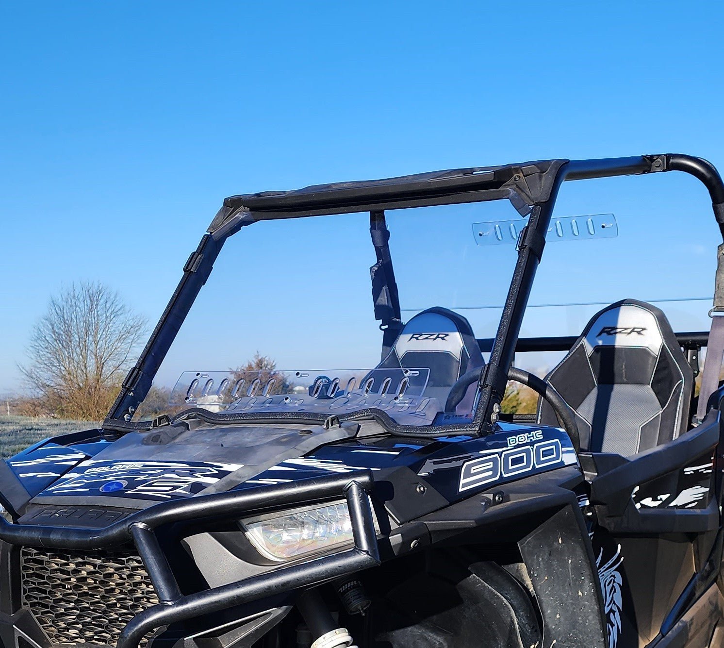 Photo of Polaris RZR 1000 - 1 Pc Windshield with Clamp and Vent Options by 3 Star UTV - Premium Windshields for UTVs / Side by Sides