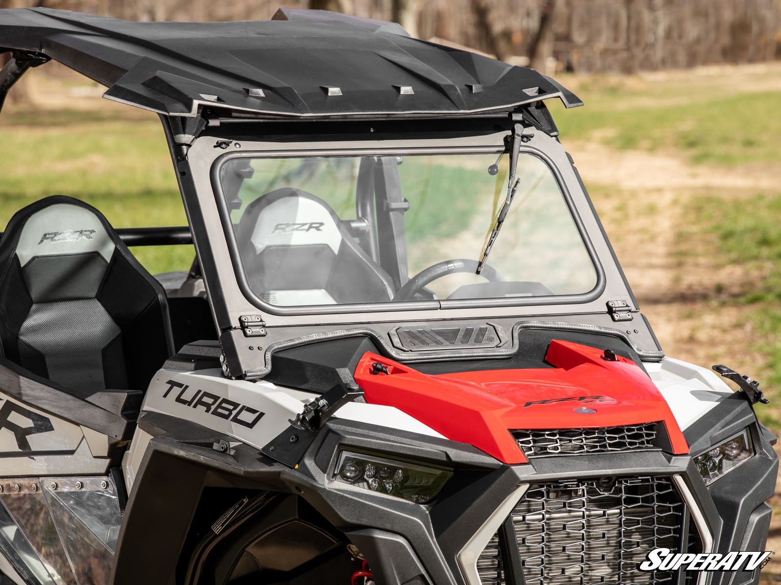 Photo of SuperATV Polaris RZR XP Turbo Flip Down Glass Windshield by SuperATV - Premium Windshields for UTVs / Side by Sides