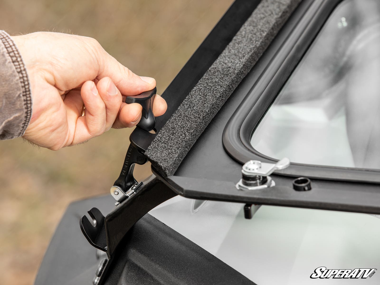 Photo of SuperATV Polaris RZR XP Turbo Flip Down Glass Windshield by SuperATV - Premium Windshields for UTVs / Side by Sides