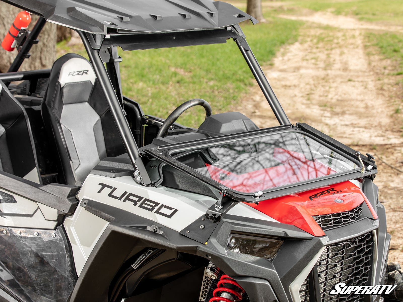 Photo of SuperATV Polaris RZR XP Turbo Flip Down Glass Windshield by SuperATV - Premium Windshields for UTVs / Side by Sides