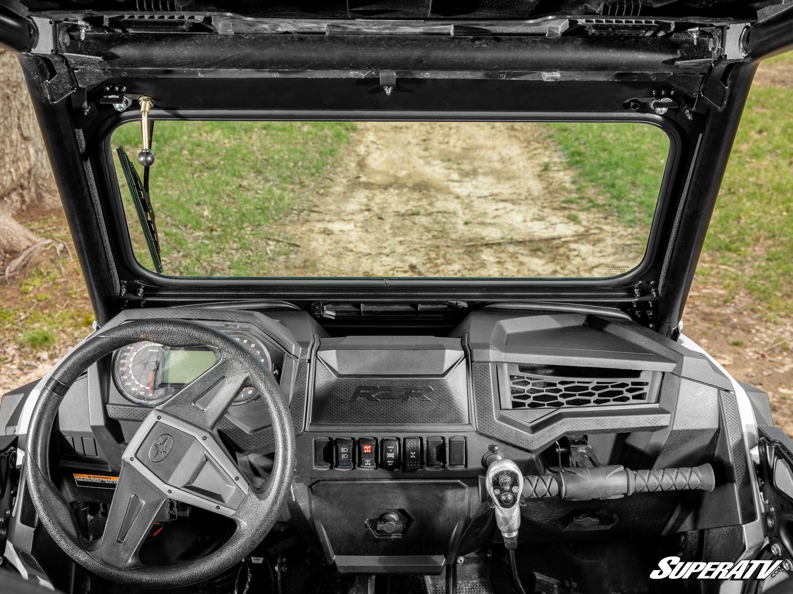 Photo of SuperATV Polaris RZR XP Turbo Flip Down Glass Windshield by SuperATV - Premium Windshields for UTVs / Side by Sides