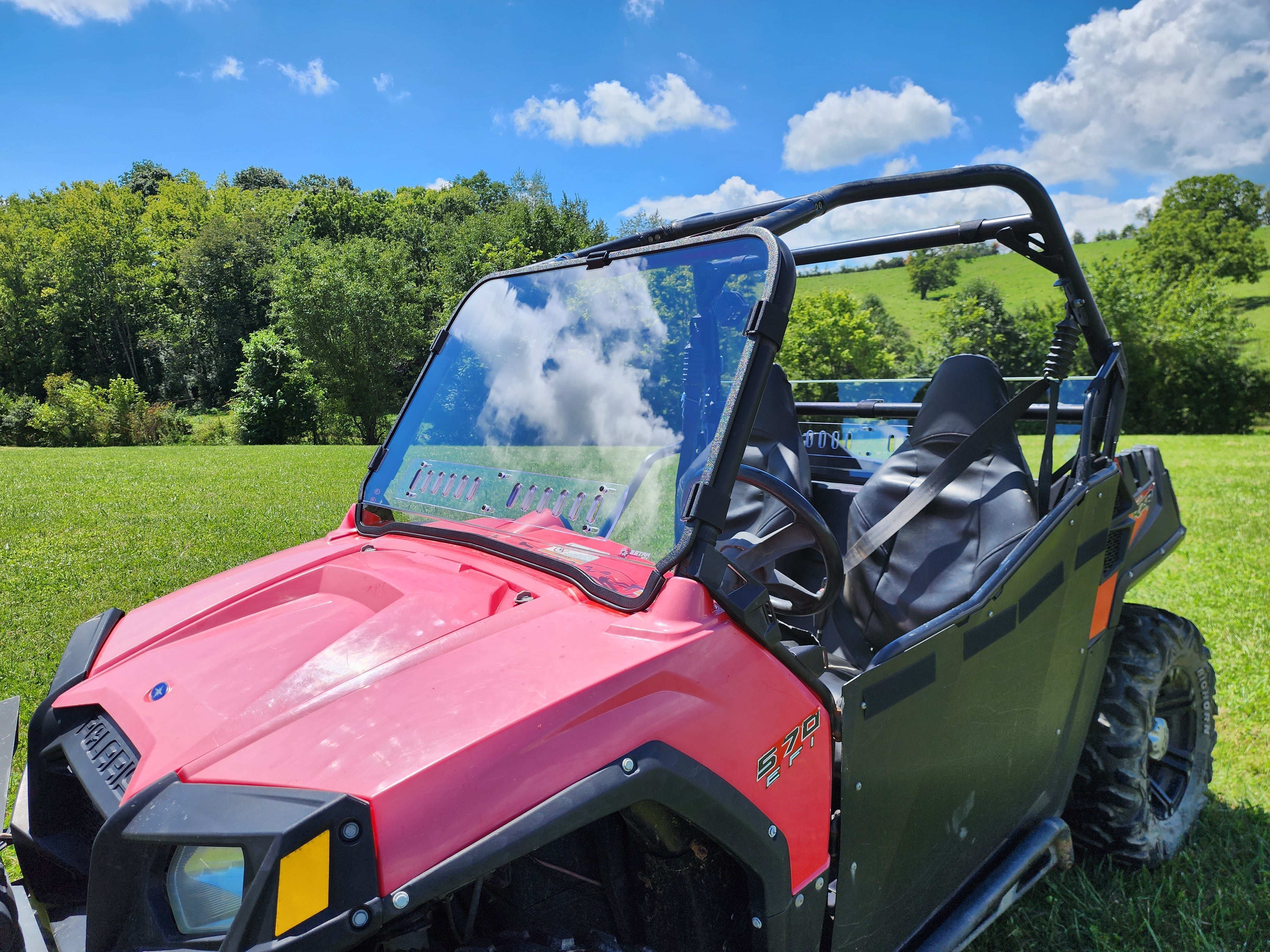 Photo of Polaris RZR 570/800/900 - 1 Pc Scratch-Resistant Windshield with Clamp and Vent Options by 3 Star UTV - Premium Windshields for UTVs / Side by Sides