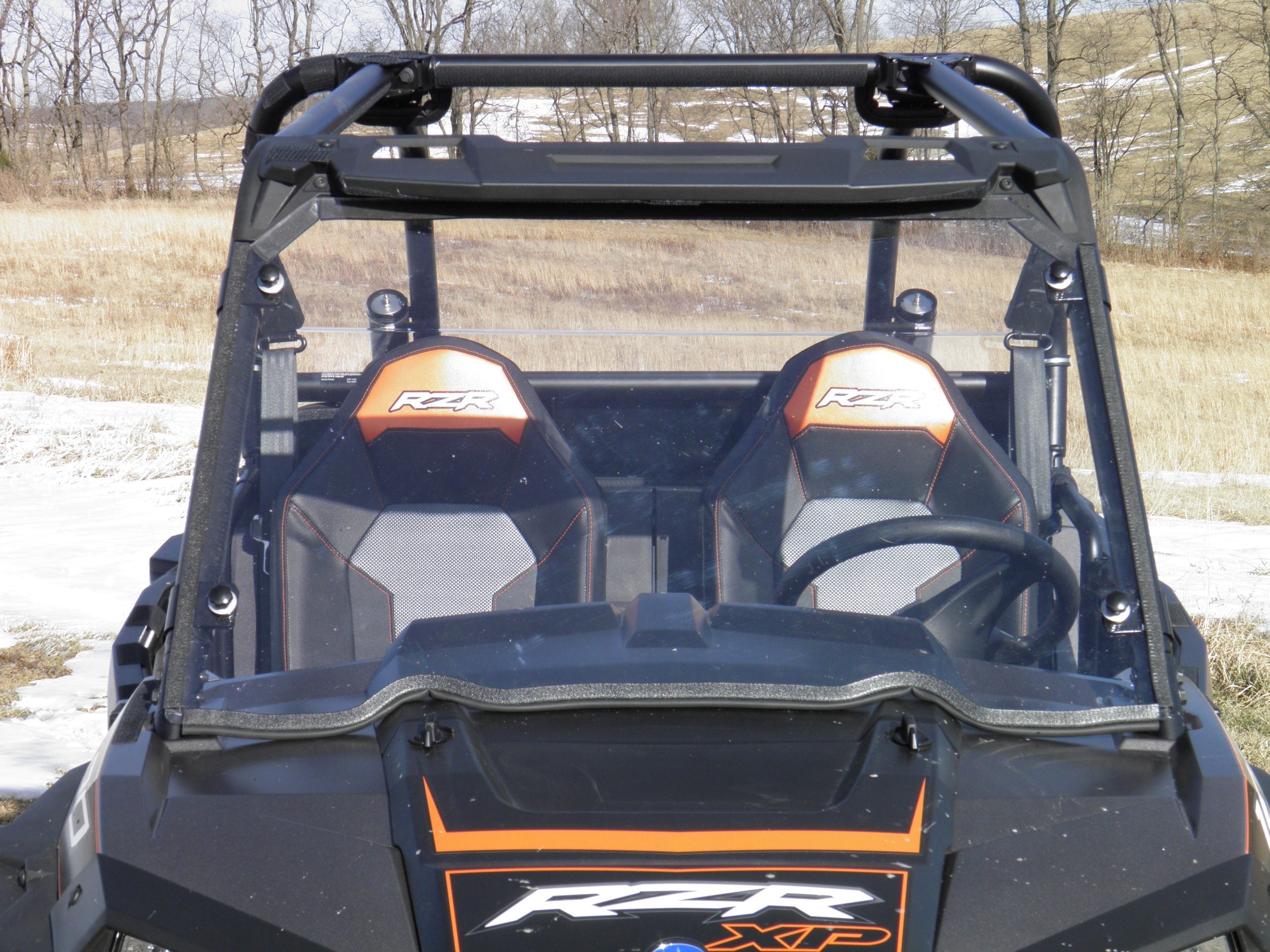 Photo of Polaris RZR 900 - 1 Pc Scratch-Resistant Windshield with Clamp and Vent Options by 3 Star UTV - Premium Windshields for UTVs / Side by Sides