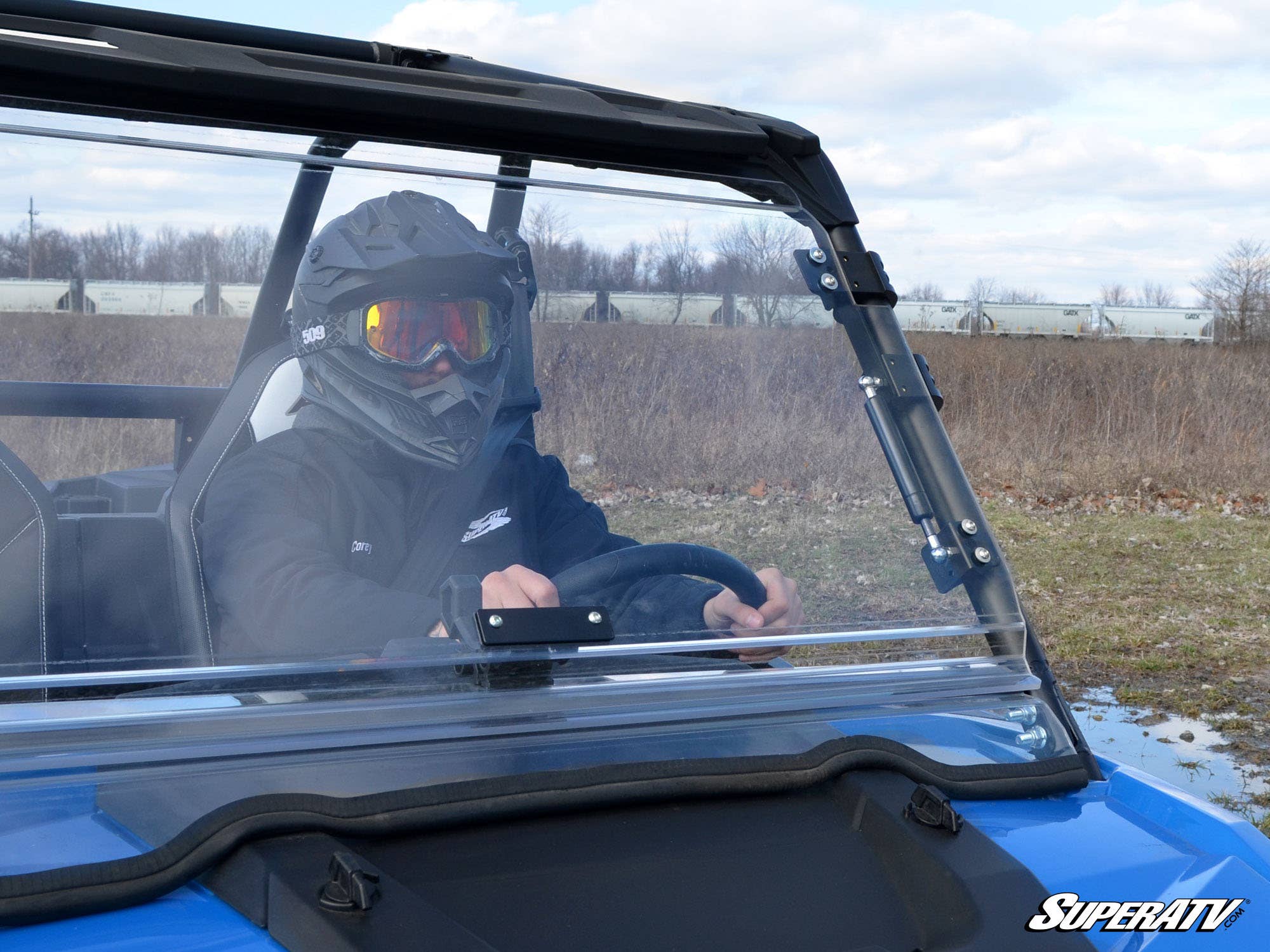 Photo of SuperATV Polaris RZR XP Turbo Scratch Resistant Flip Windshield by SuperATV - Premium Windshields for UTVs / Side by Sides