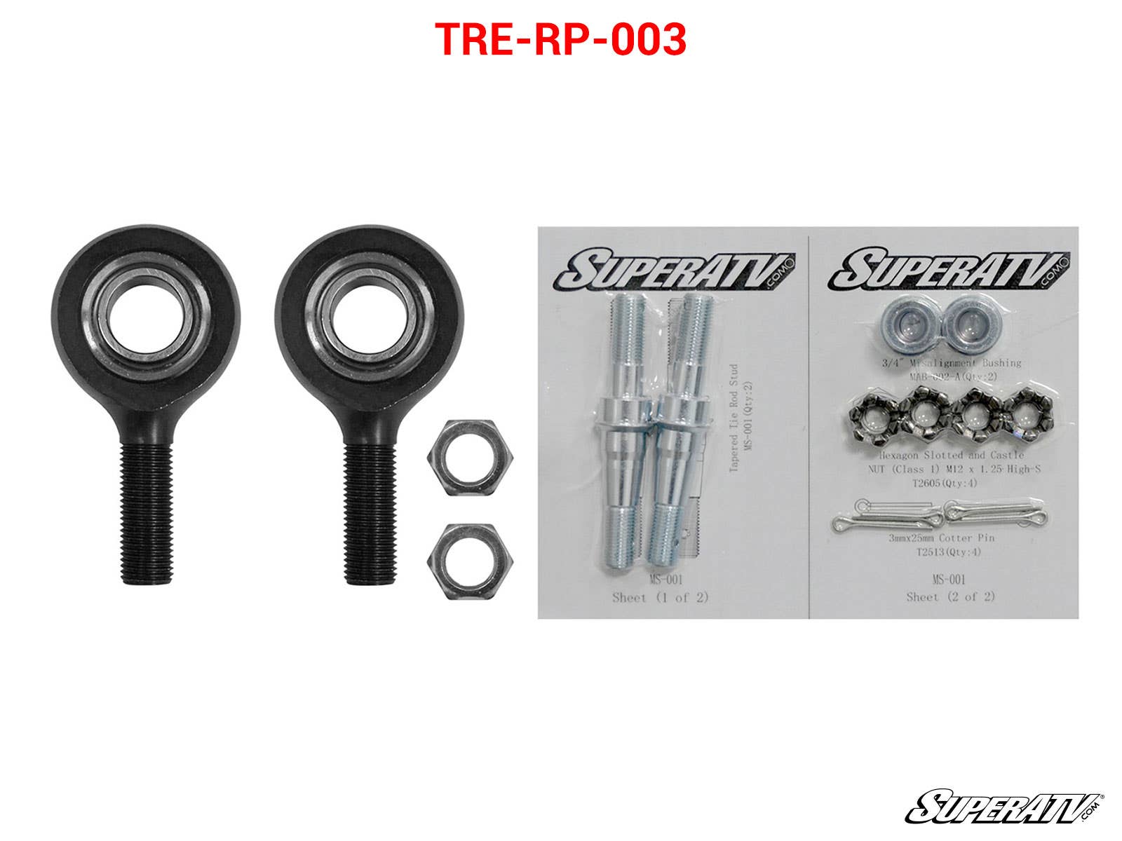 Photo of SuperATV Polaris RZR XP Turbo Heavy Duty Tie Rod End Replacement Kit by SuperATV - Premium Tie Rods for UTVs / Side by Sides