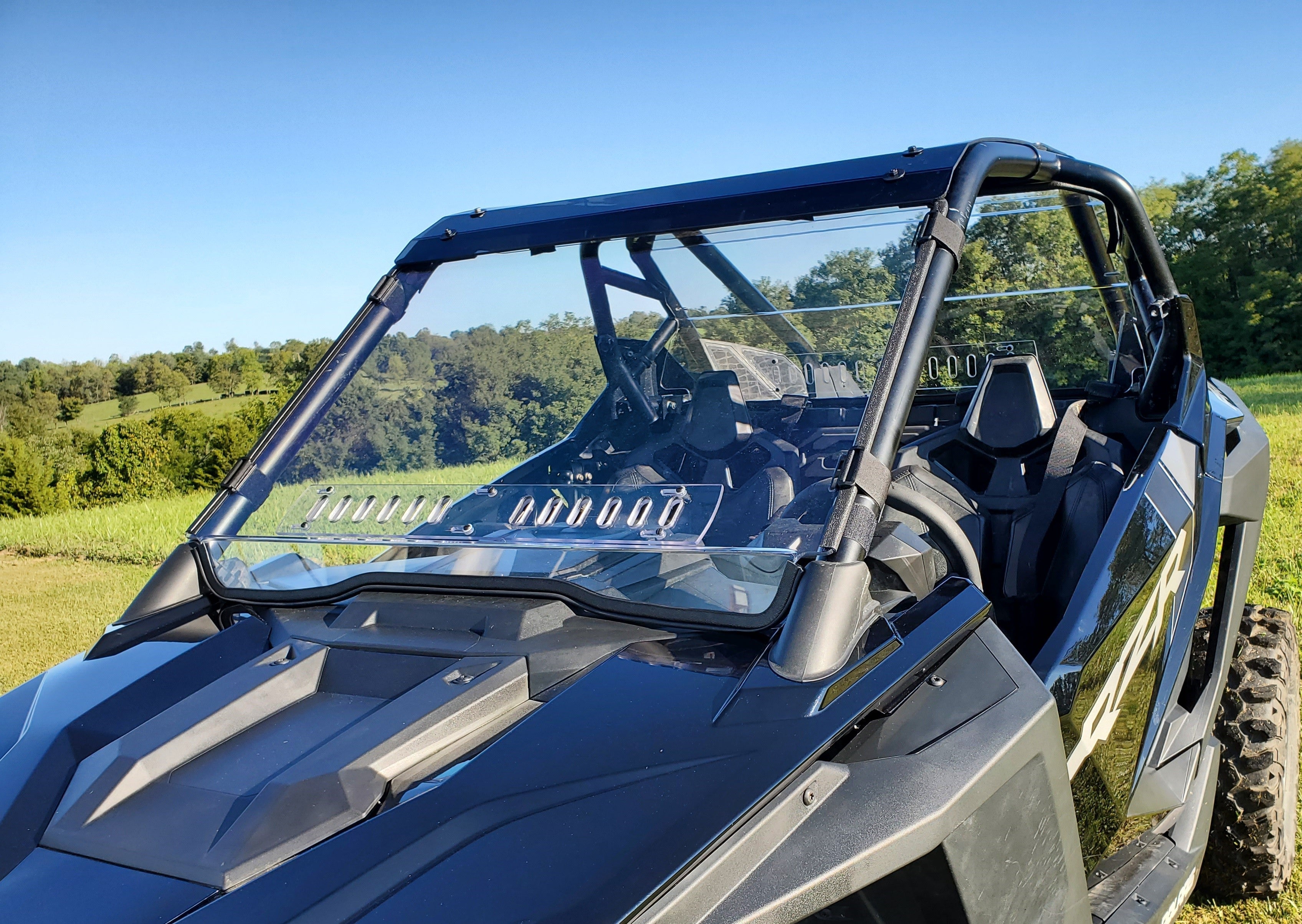 Photo of Polaris RZR PRO XP/Turbo R - 1 Pc Scratch-Resistant Windshield w/Clamp and Vent Options by 3 Star UTV - Premium Windshields for UTVs / Side by Sides