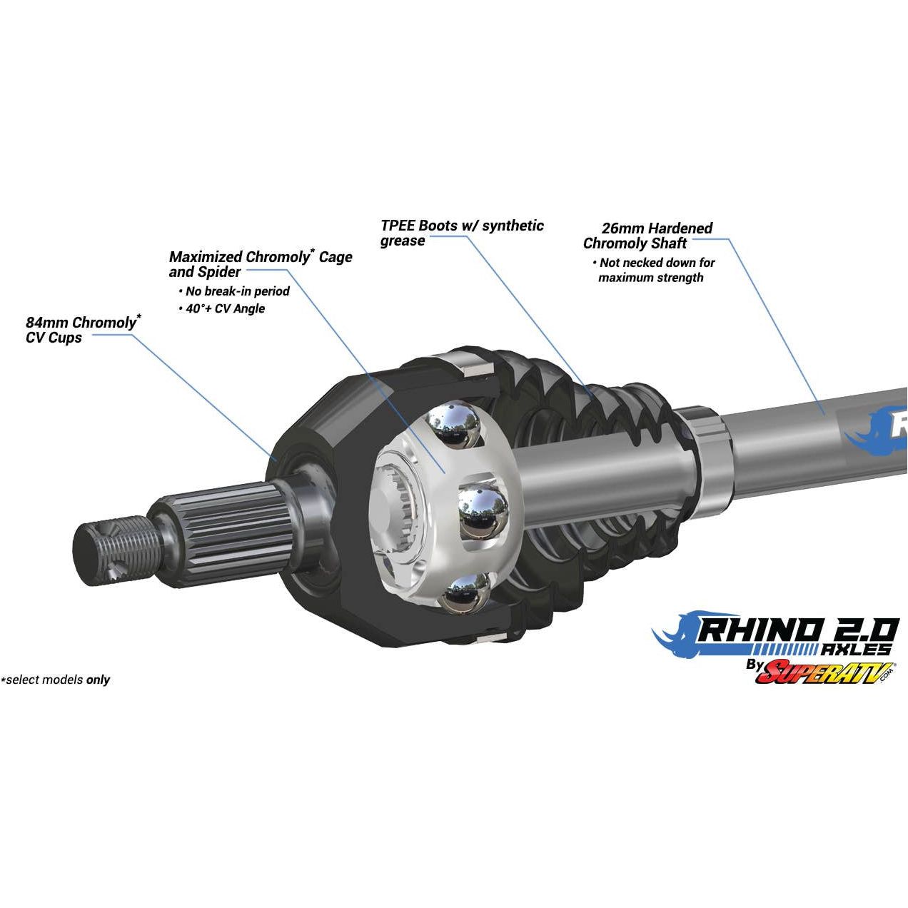 Photo of Polaris RZR Pro XP Long Travel Rhino 2.0 Axle by SuperATV - Premium Axles for UTVs / Side by Sides