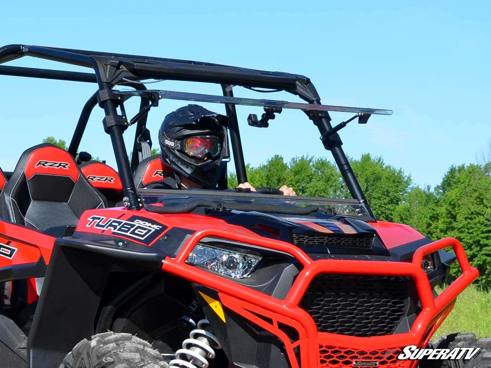 Photo of SuperATV Polaris RZR XP Turbo Scratch Resistant Flip Windshield by SuperATV - Premium Windshields for UTVs / Side by Sides