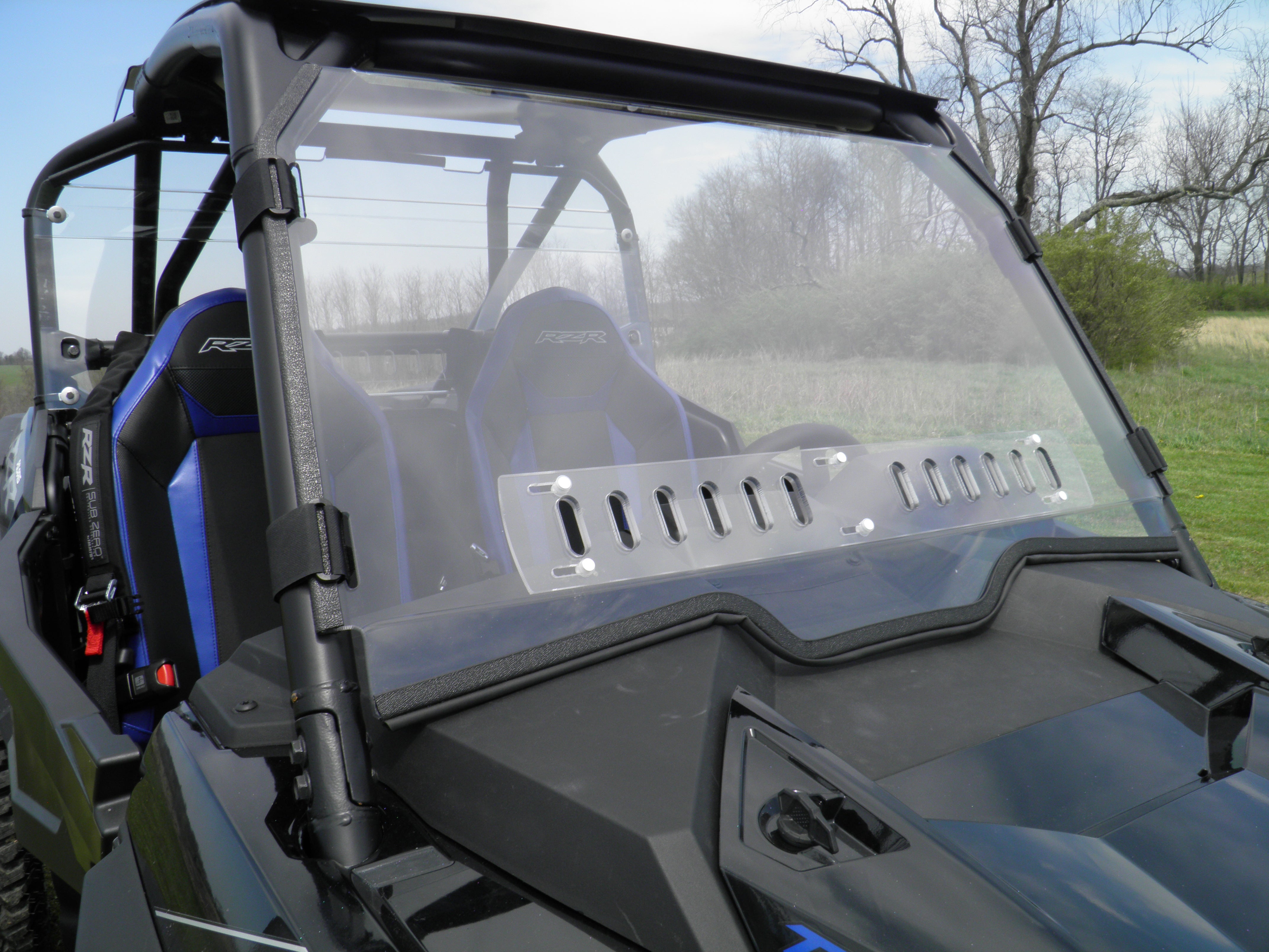 Photo of Polaris RZR XP Turbo S - 1 Pc Scratch-Resistant Windshield with Clamp and Vent Options by 3 Star UTV - Premium Windshields for UTVs / Side by Sides