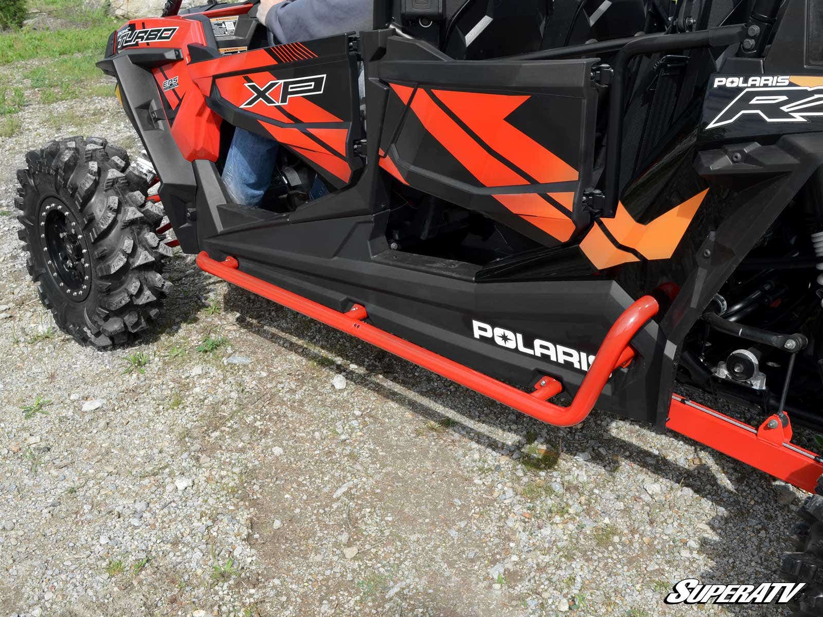 Photo of SuperATV Polaris RZR XP 4 Turbo Rock Sliding Nerf Bars by SuperATV - Premium Nerf Bars for UTVs / Side by Sides