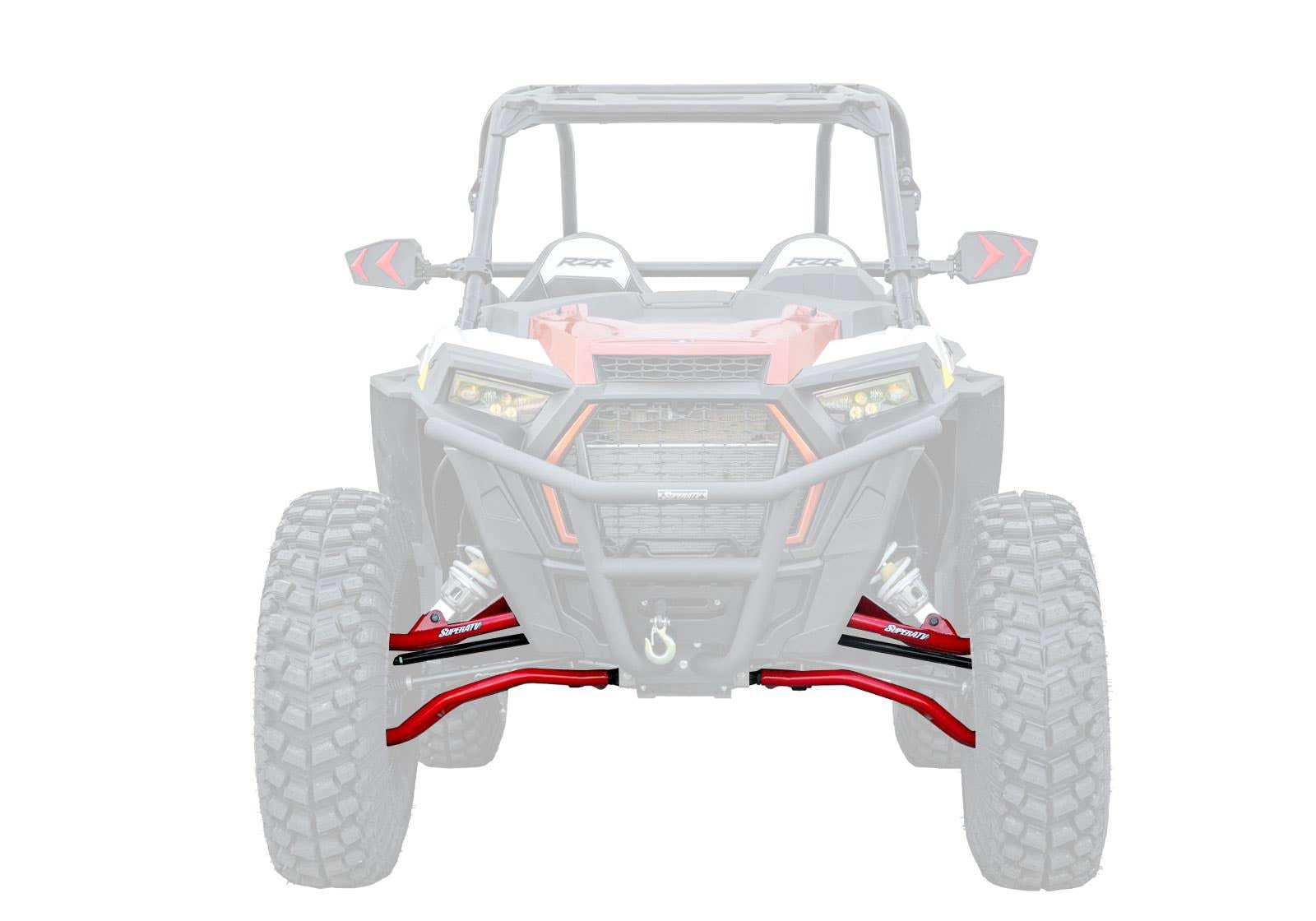 Polaris RZR XP 1000 High Clearance 2in. Forward Offset A-Arms - Red with Super-Duty Ball joints