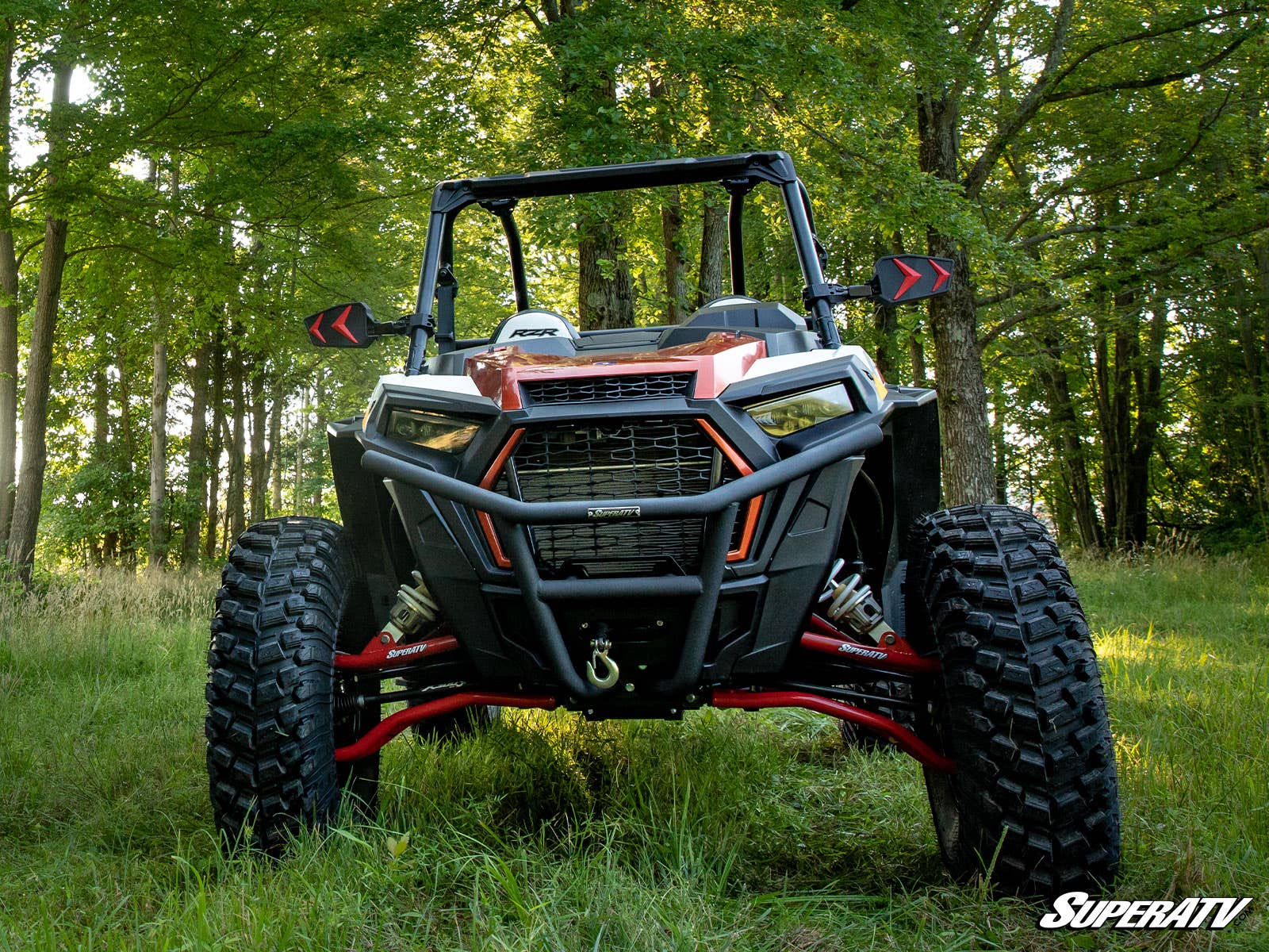 Polaris RZR XP 1000 High Clearance 2in. Forward Offset A-Arms - Red with Super-Duty Ball joints
