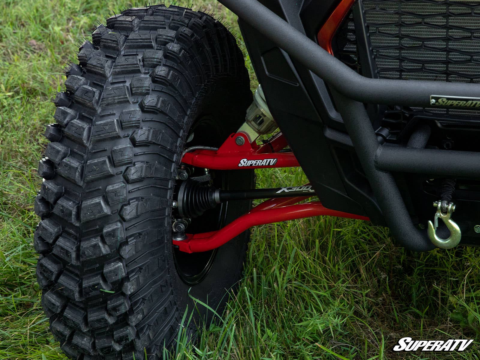 Polaris RZR XP 1000 High Clearance 2in. Forward Offset A-Arms - Red with Super-Duty Ball joints
