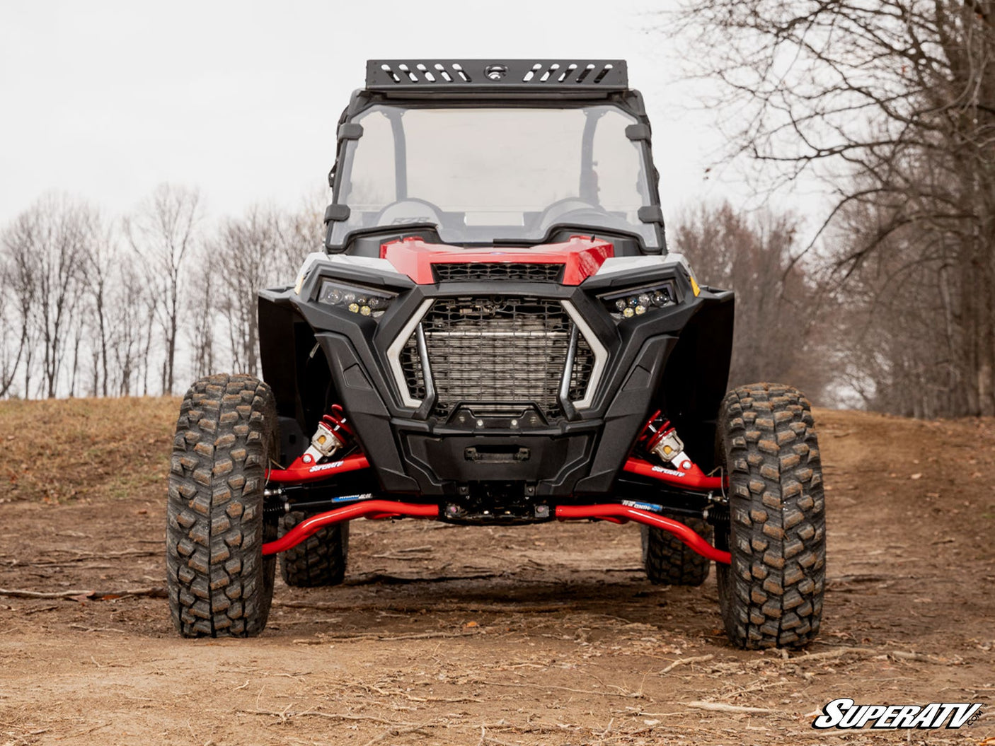 Polaris RZR XP 1000 High Clearance 2in. Forward Offset A-Arms - Red with Standard Ball joints