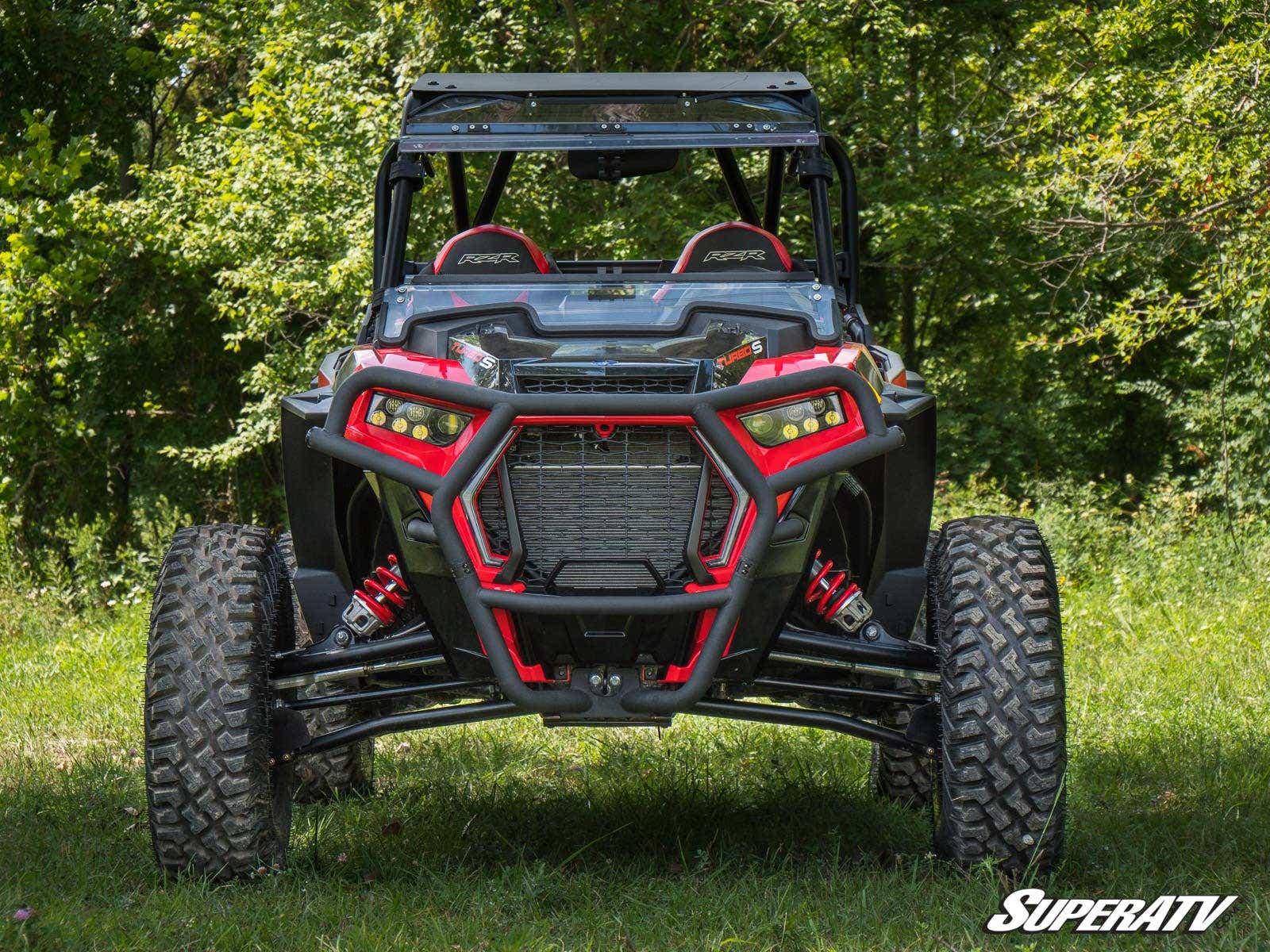 Polaris RZR XP Turbo S Front Brush Guard - Black - With Winch Mount with 4500 lb. Winch