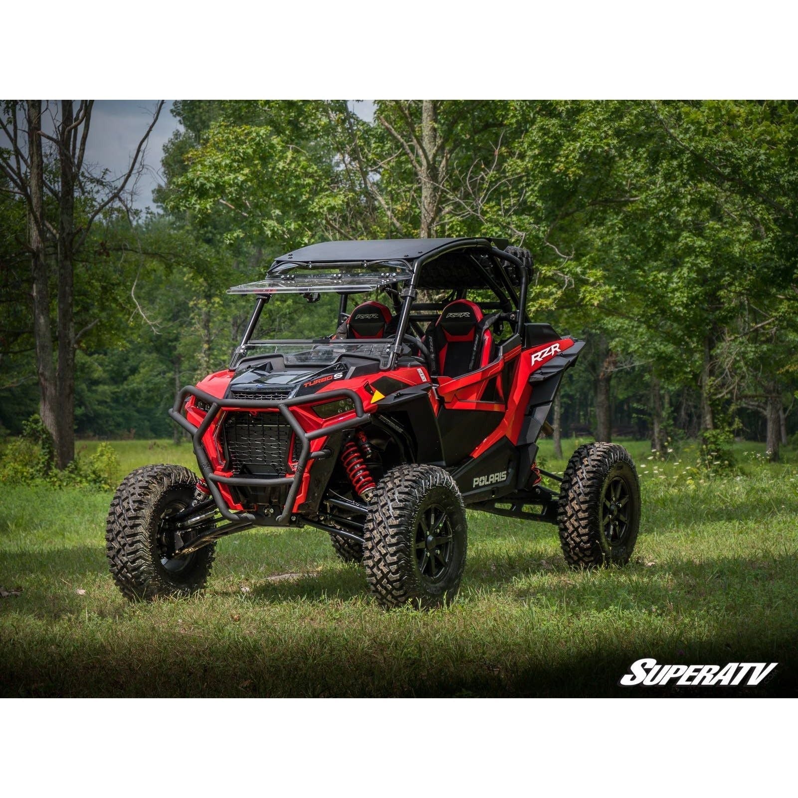 Photo of Polaris RZR Turbo S Scratch Resistant Flip Windshield by SuperATV - Premium Windshields for UTVs / Side by Sides
