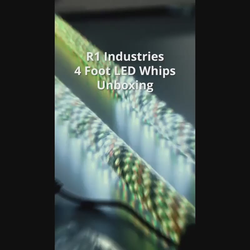 R1 Industries 4-foot Pro Series RGBW LED whip unboxing and close-up